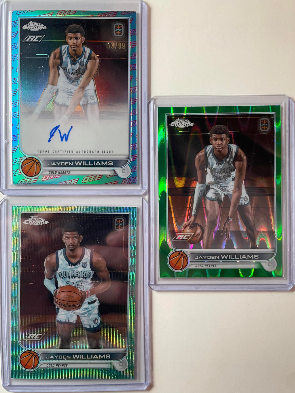 2022-23 Topps OTE Chrome Jayden Williams Auto /75 Green /75 +Refractor Set (x22)