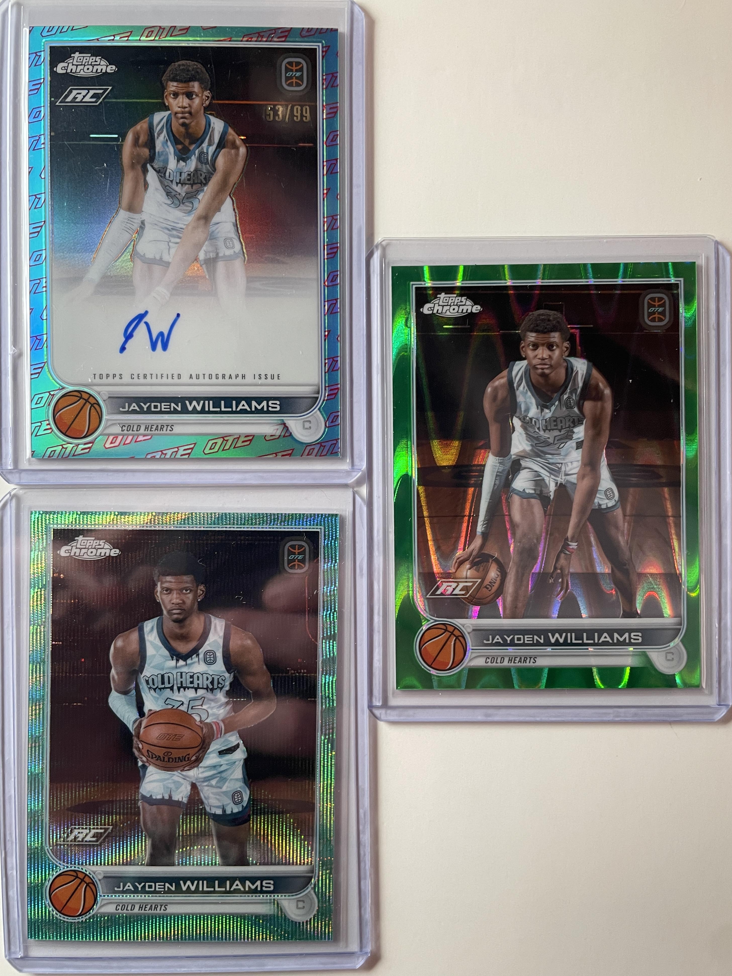 2022-23 Topps OTE Chrome Jayden Williams Auto /75 Green /75 +Refractor Set (x22)