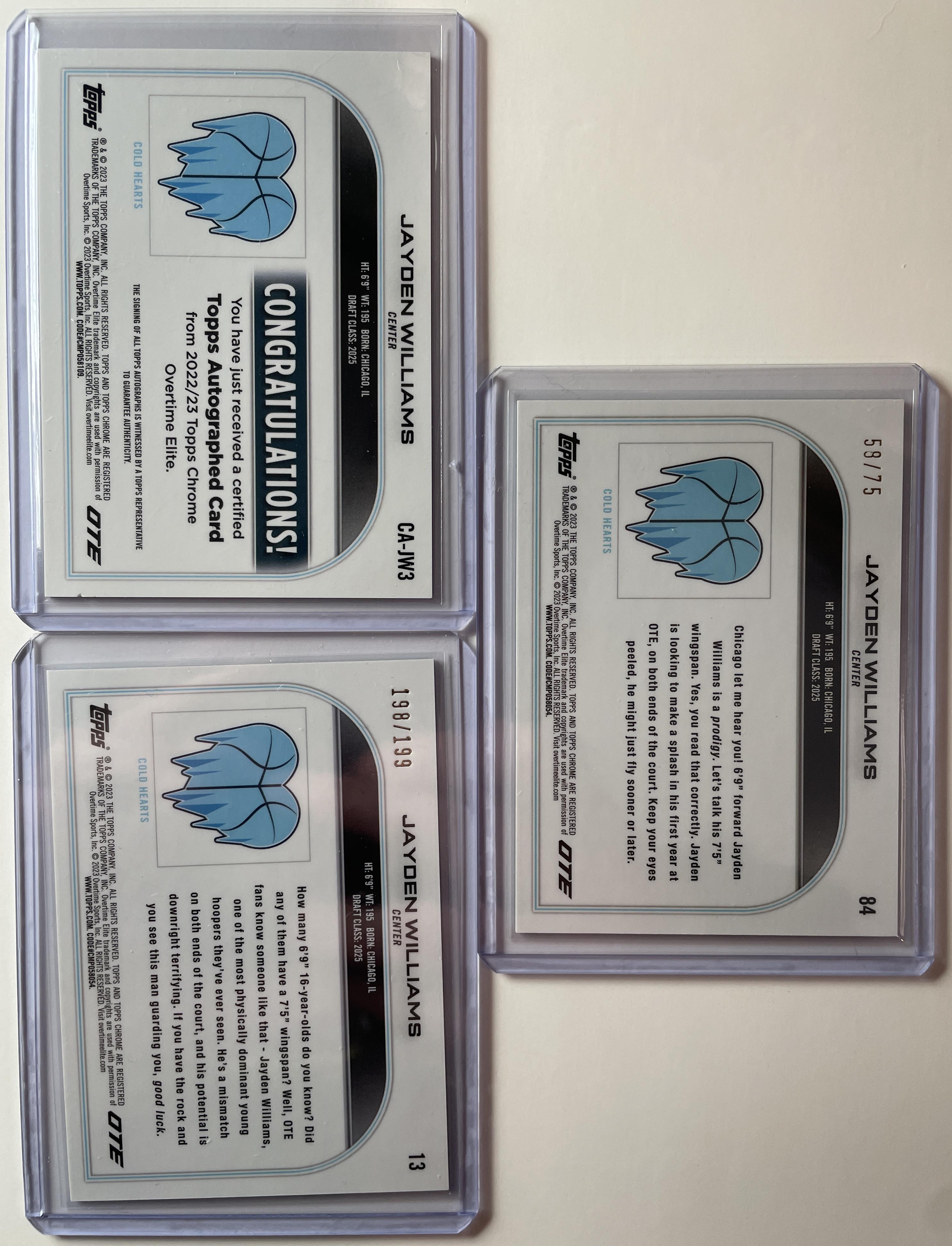 2022-23 Topps OTE Chrome Jayden Williams Auto /75 Green /75 +Refractor Set (x22)