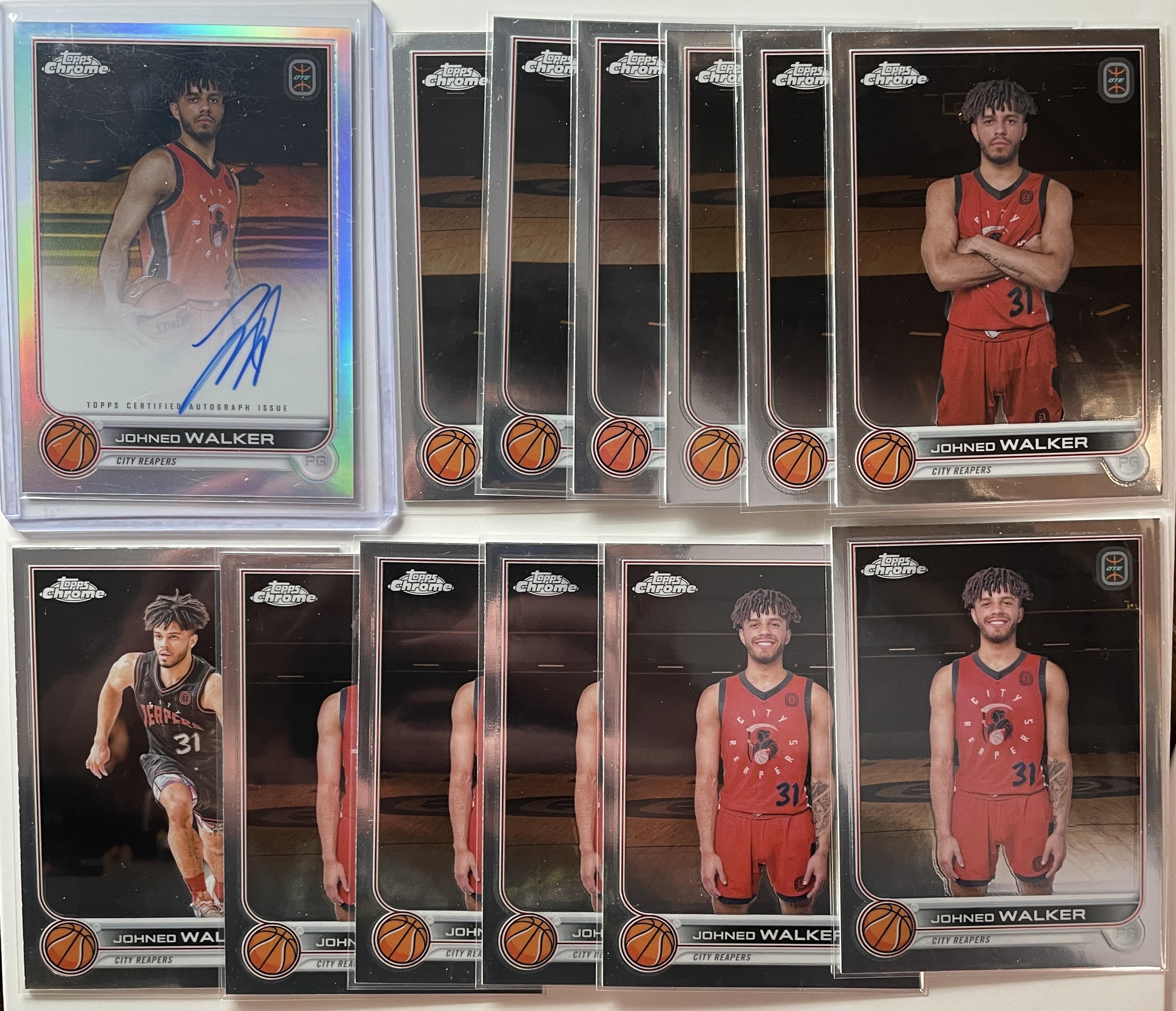 2022-23 Topps OTE Chrome Johned Walker Refractor Auto + Base Set (x12)