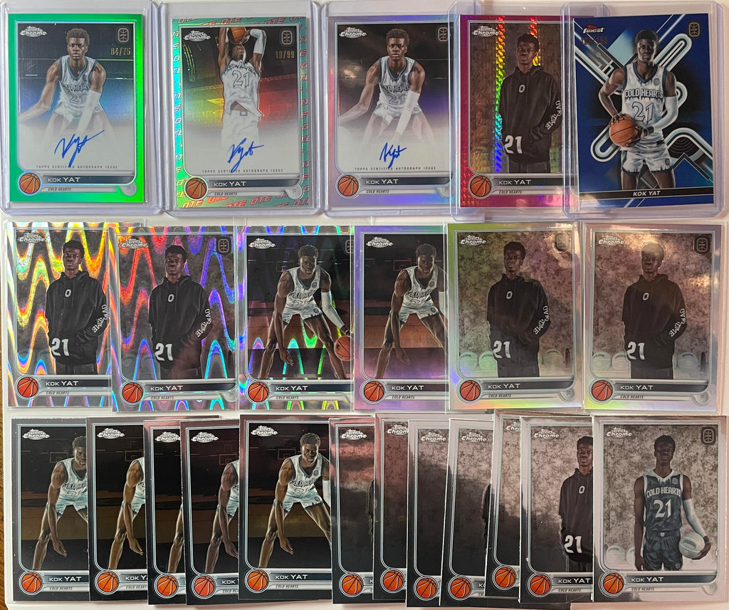 2022-23 Topps OTE Chrome Kok Yat Green Auto /75 Aqua Auto /99 + Refractors (x23)