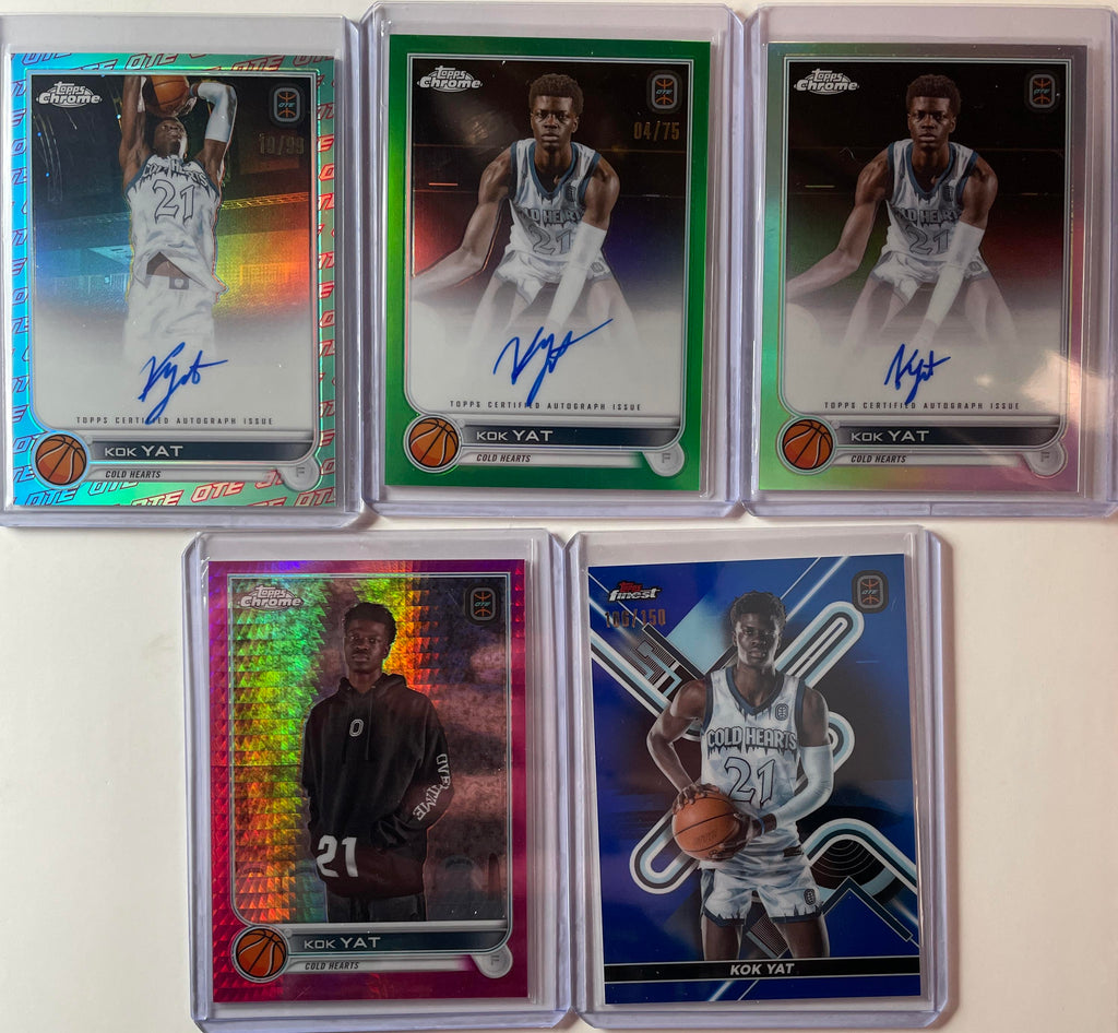2022-23 Topps OTE Chrome Kok Yat Green Auto /75 Aqua Auto /99 + Refractors (x23)
