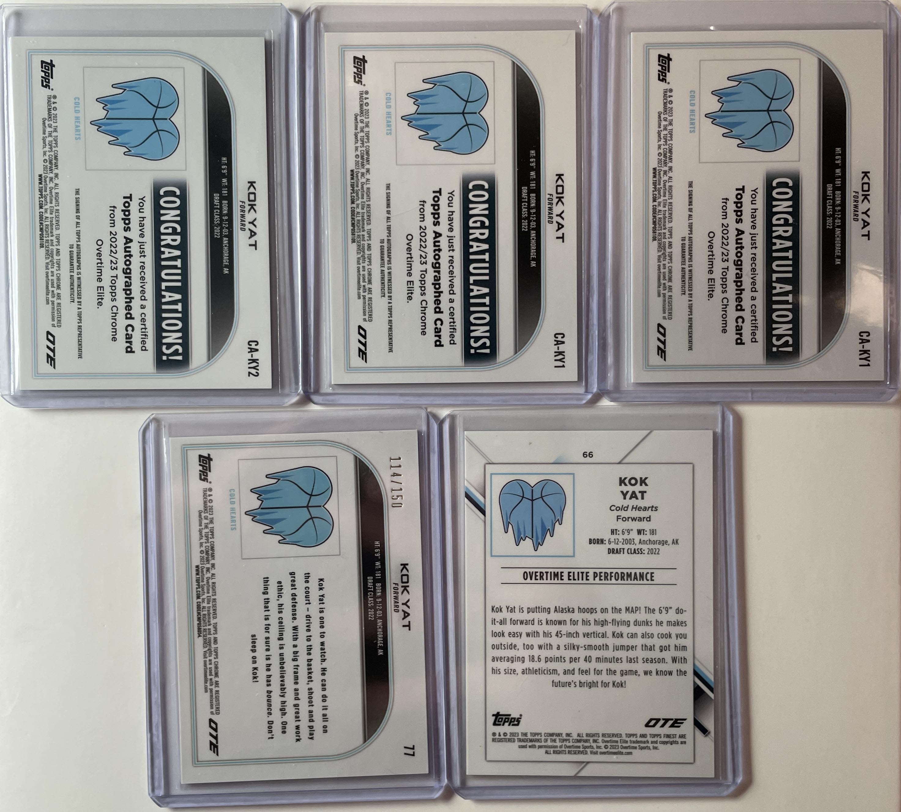 2022-23 Topps OTE Chrome Kok Yat Green Auto /75 Aqua Auto /99 + Refractors (x23)