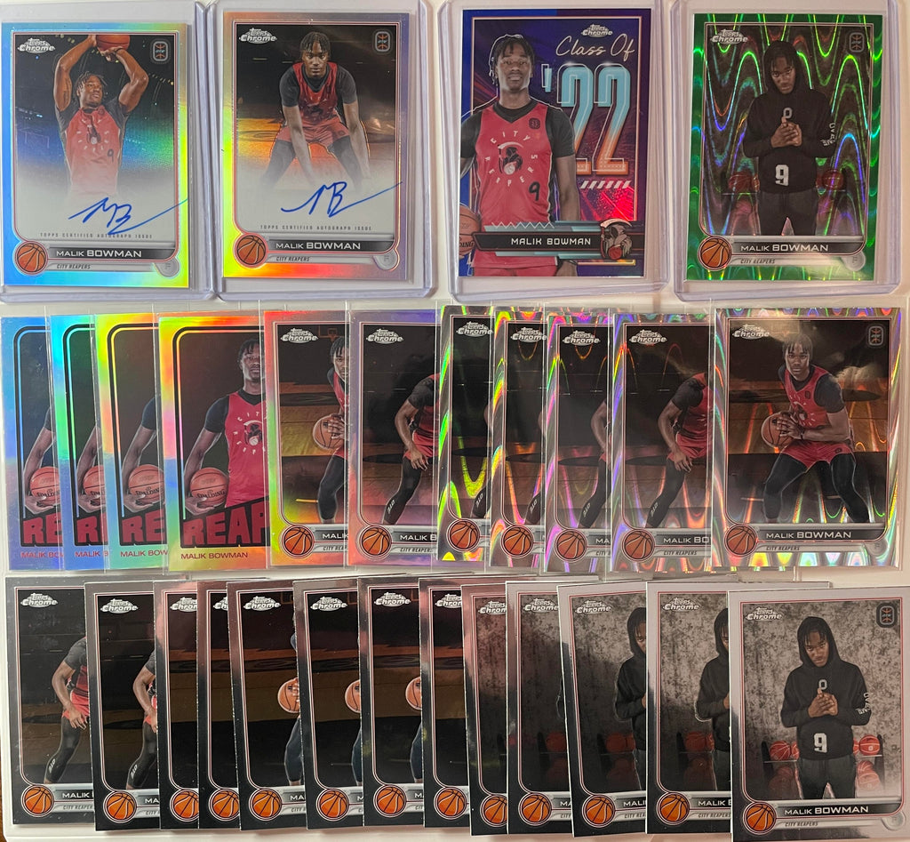 2022-23 Topps OTE Chrome Malik Bowman Auto (x2) + Blue /50 Green /75 + Set (x28)