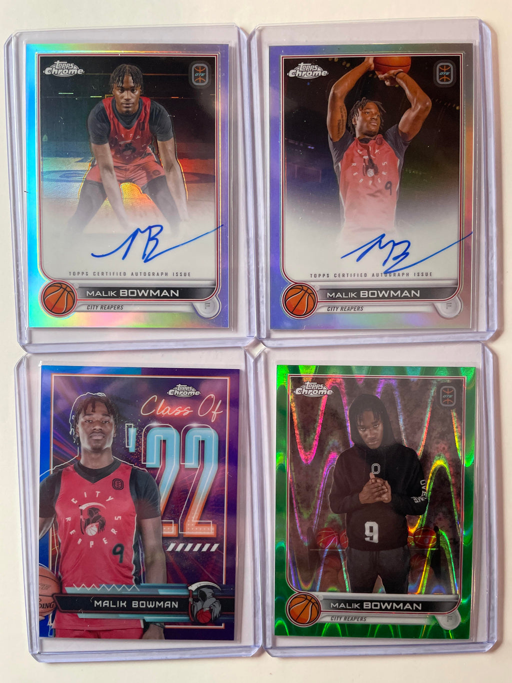 2022-23 Topps OTE Chrome Malik Bowman Auto (x2) + Blue /50 Green /75 + Set (x28)