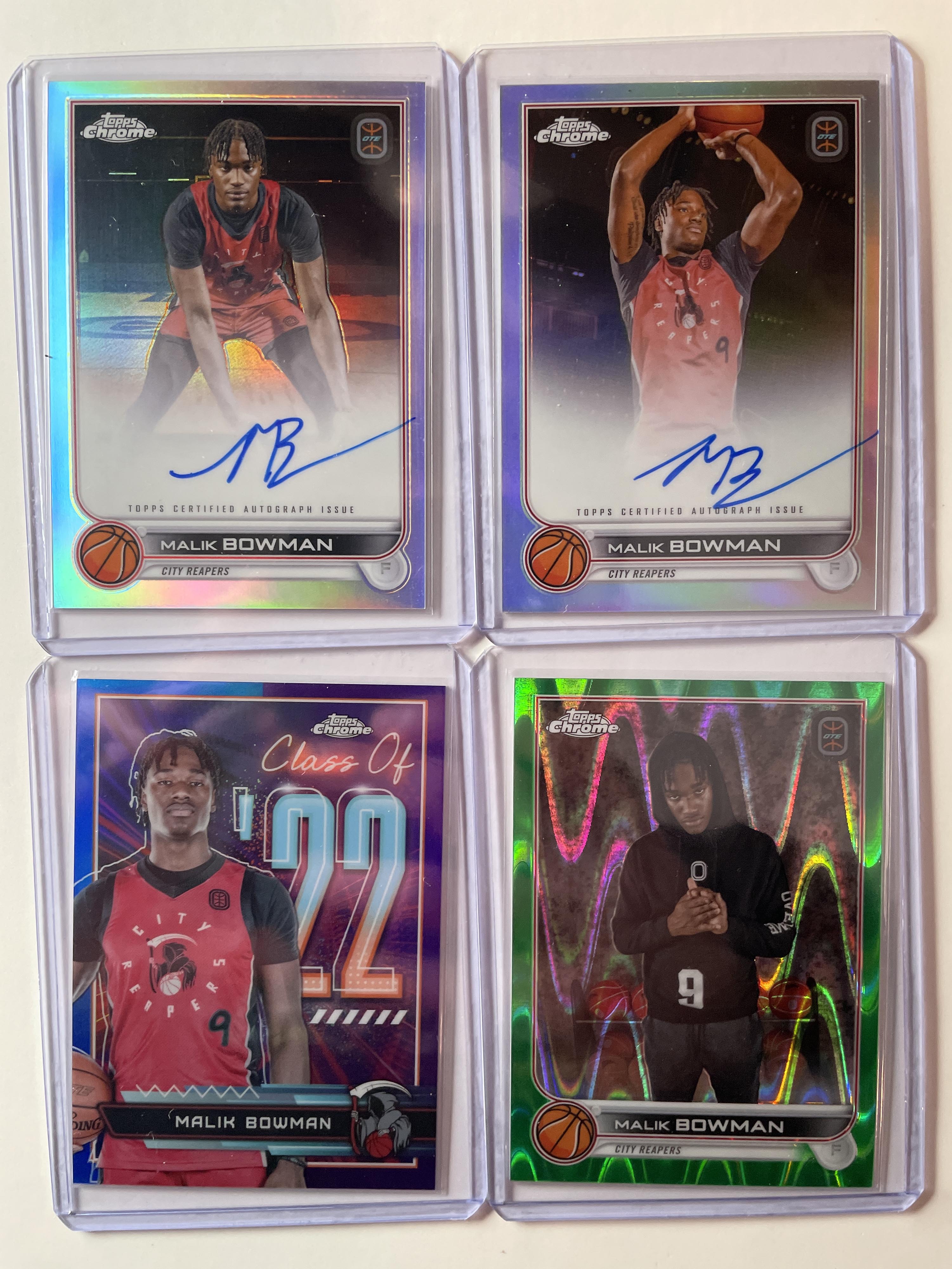 2022-23 Topps OTE Chrome Malik Bowman Auto (x2) + Blue /50 Green /75 + Set (x28)