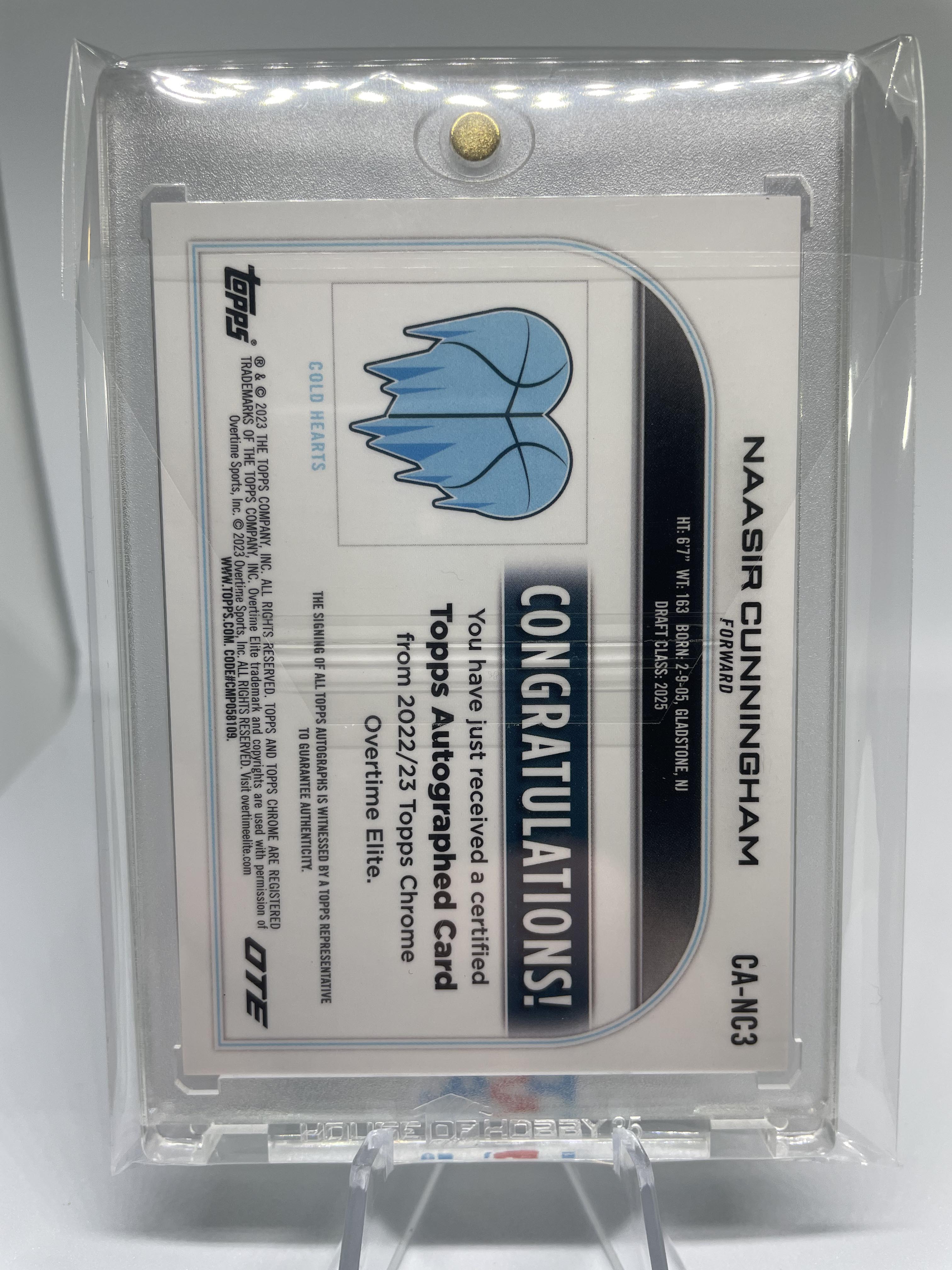 2022-23 Topps OTE Chrome Naasir Cunningham Aqua Refractor Rookie Auto /99 #CA-NC1