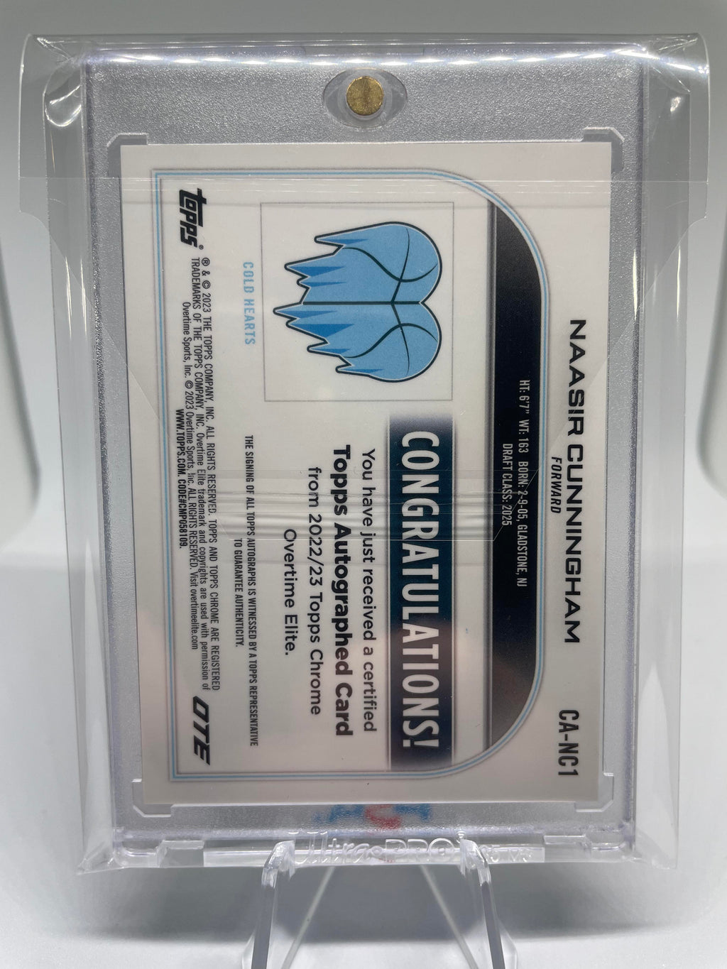 2022-23 Topps OTE Chrome Naasir Cunningham Gold Refractor Rookie Auto /50