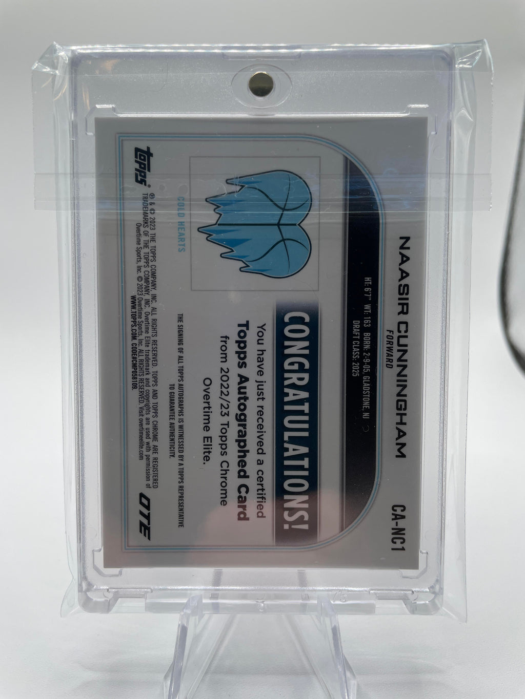 2022-23 Topps OTE Chrome Naasir Cunningham Gold Refractor Rookie Auto /50
