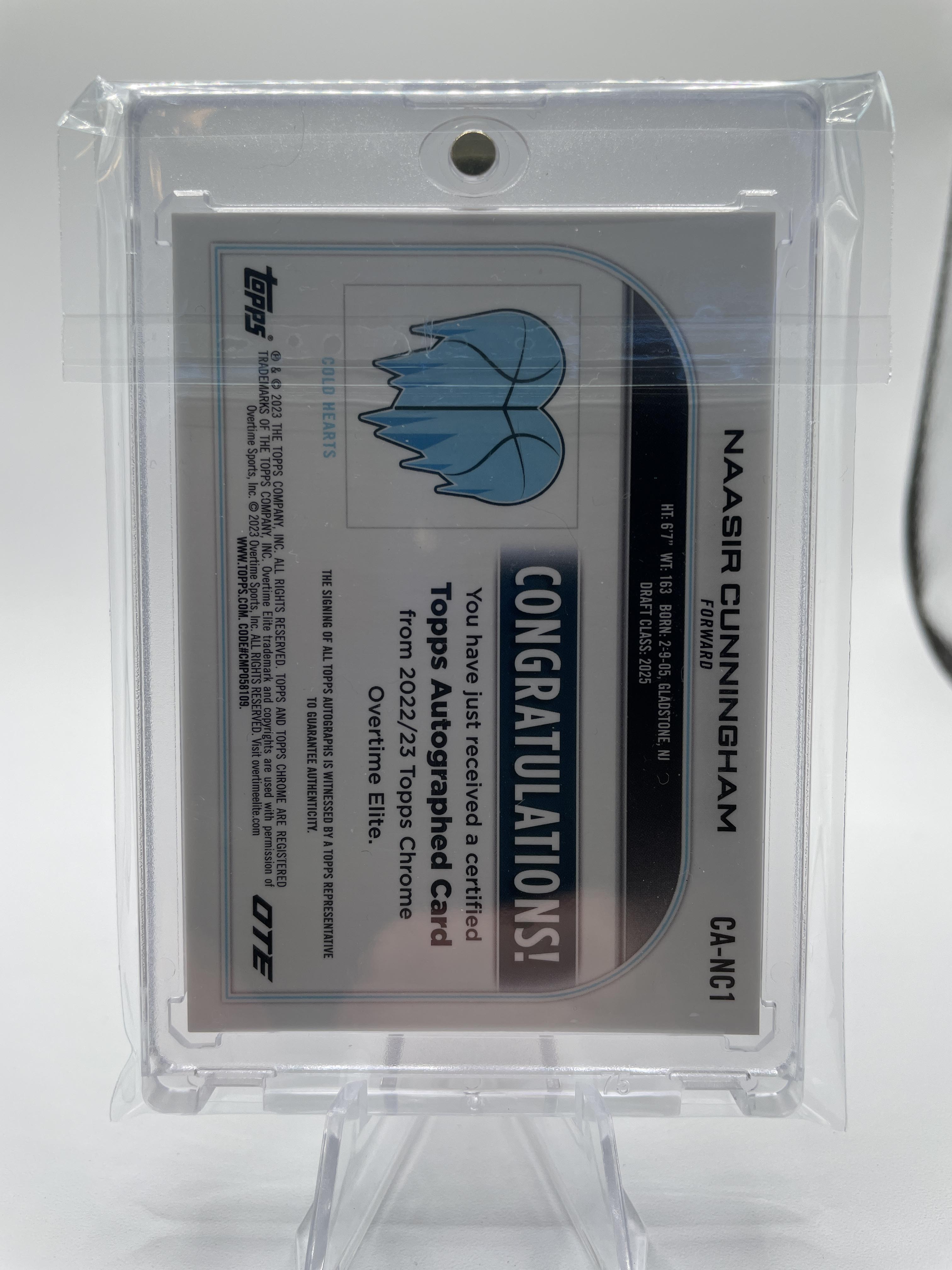 2022-23 Topps OTE Chrome Naasir Cunningham Gold Refractor Rookie Auto /50