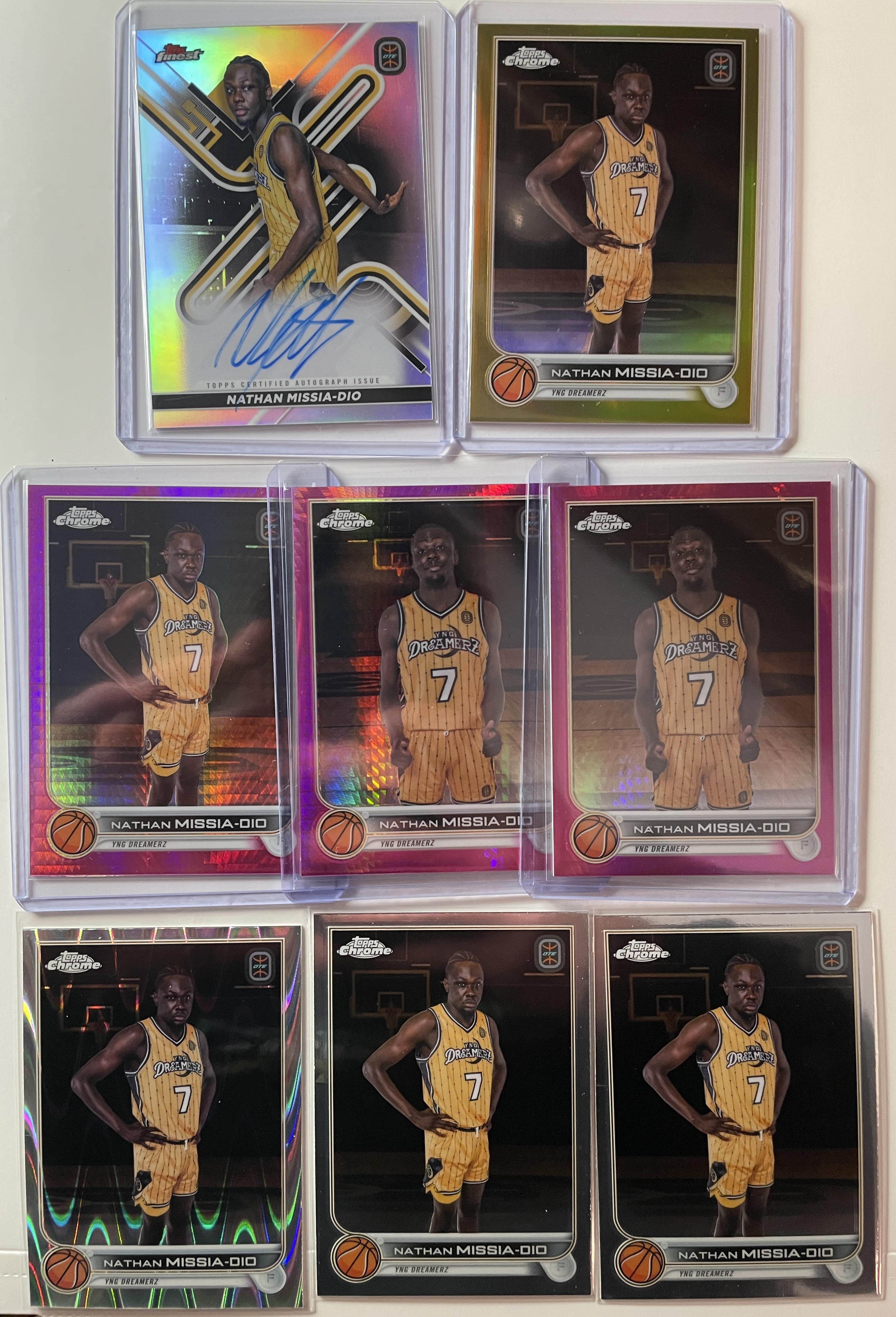 2022-23 Topps OTE Chrome Nathan Missia-Dio Gold /50 Pink /150 + Finest Auto Set