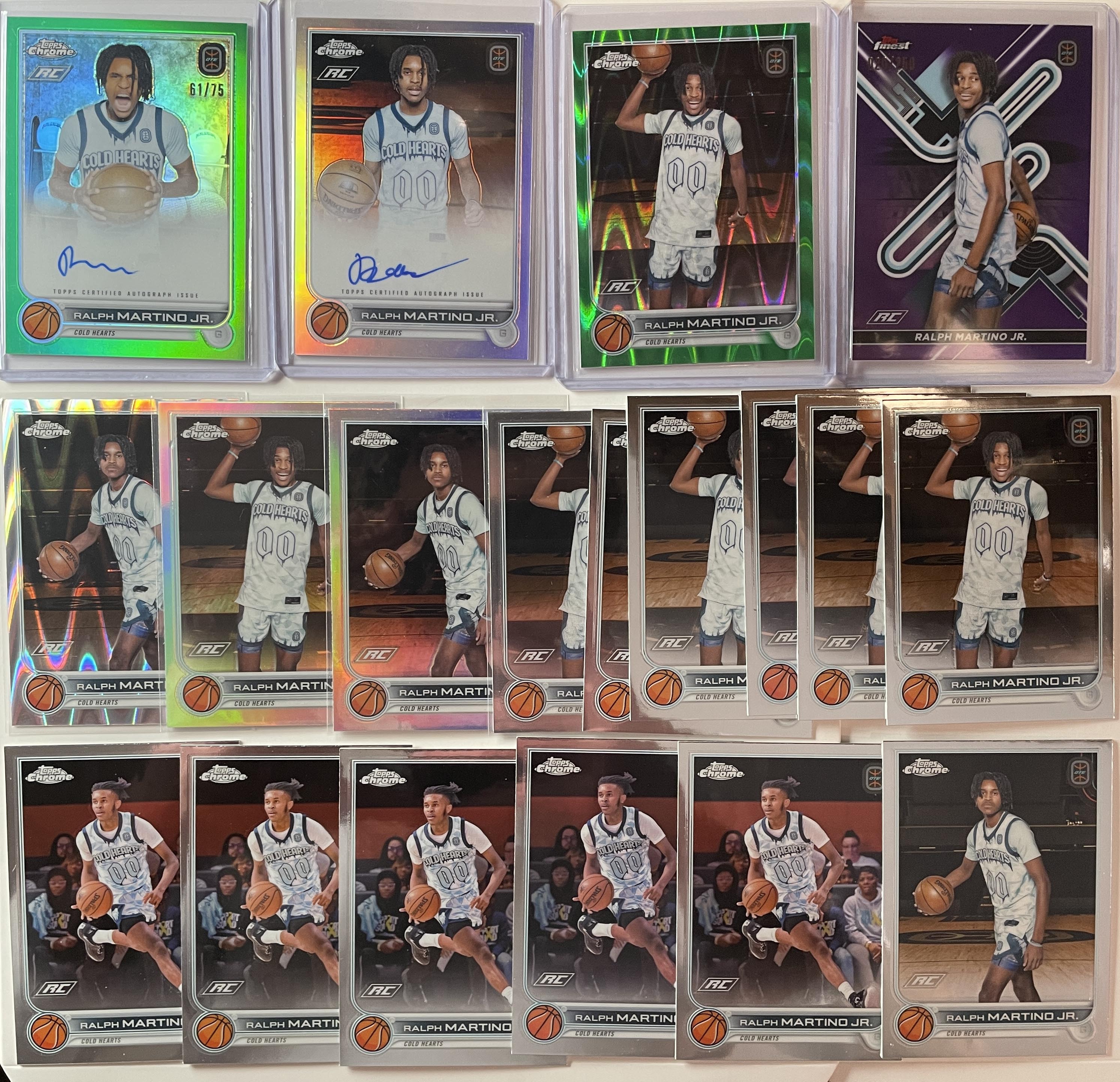 2022-23 Topps OTE Chrome Ralph Martino Jr Green Auto 75 + Auto + Refractor Set