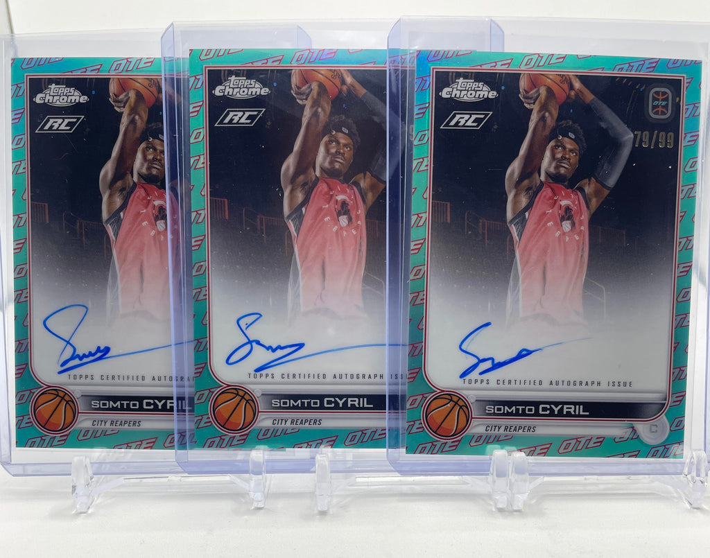 2022-23 Topps OTE Chrome Somto Cyril Aqua OTE Border Refractor Auto /99 Set (x3)