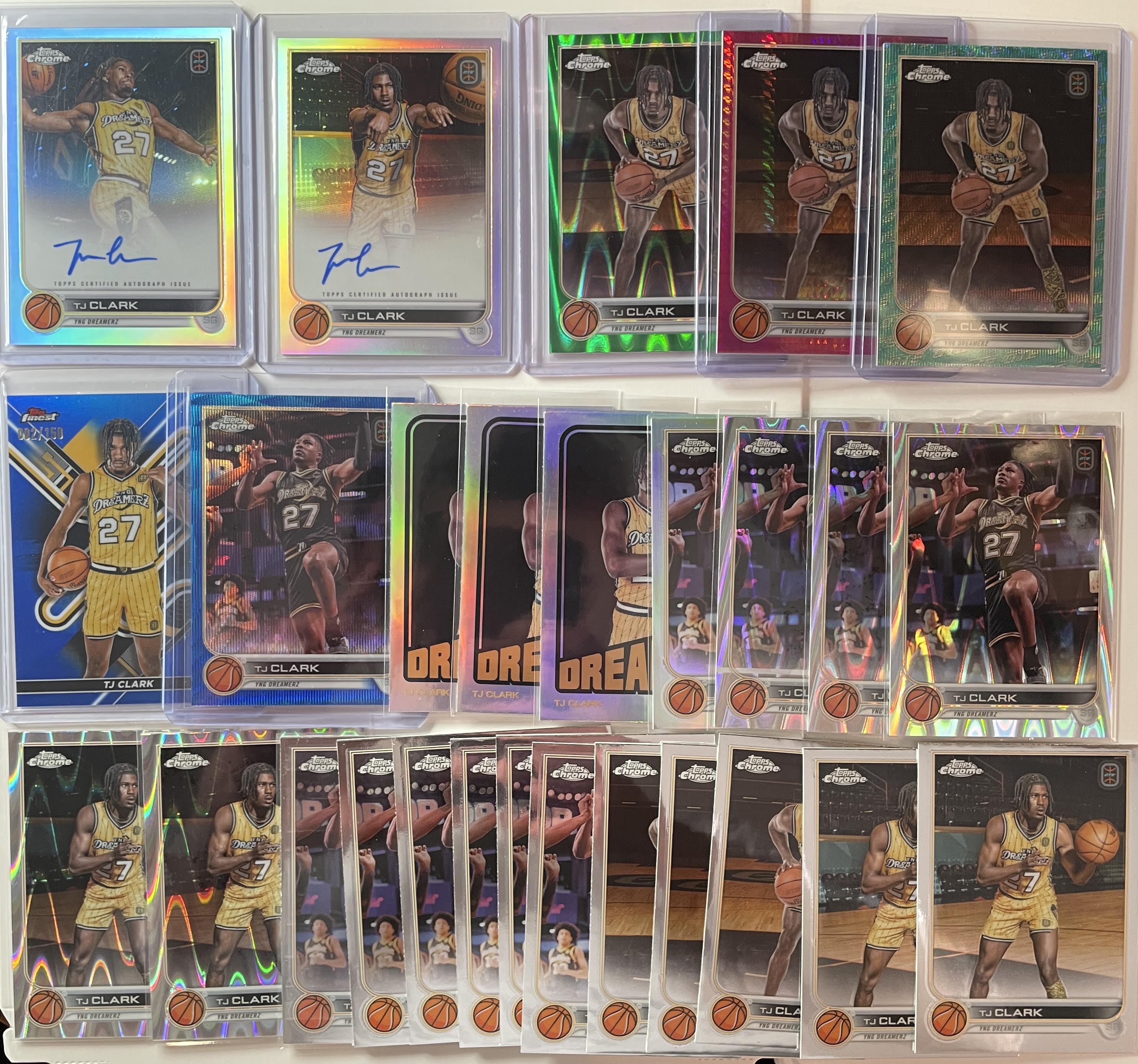 2022-23 Topps OTE Chrome TJ Clark Auto + Green /75 Blue /99 Refractor Set (x27)