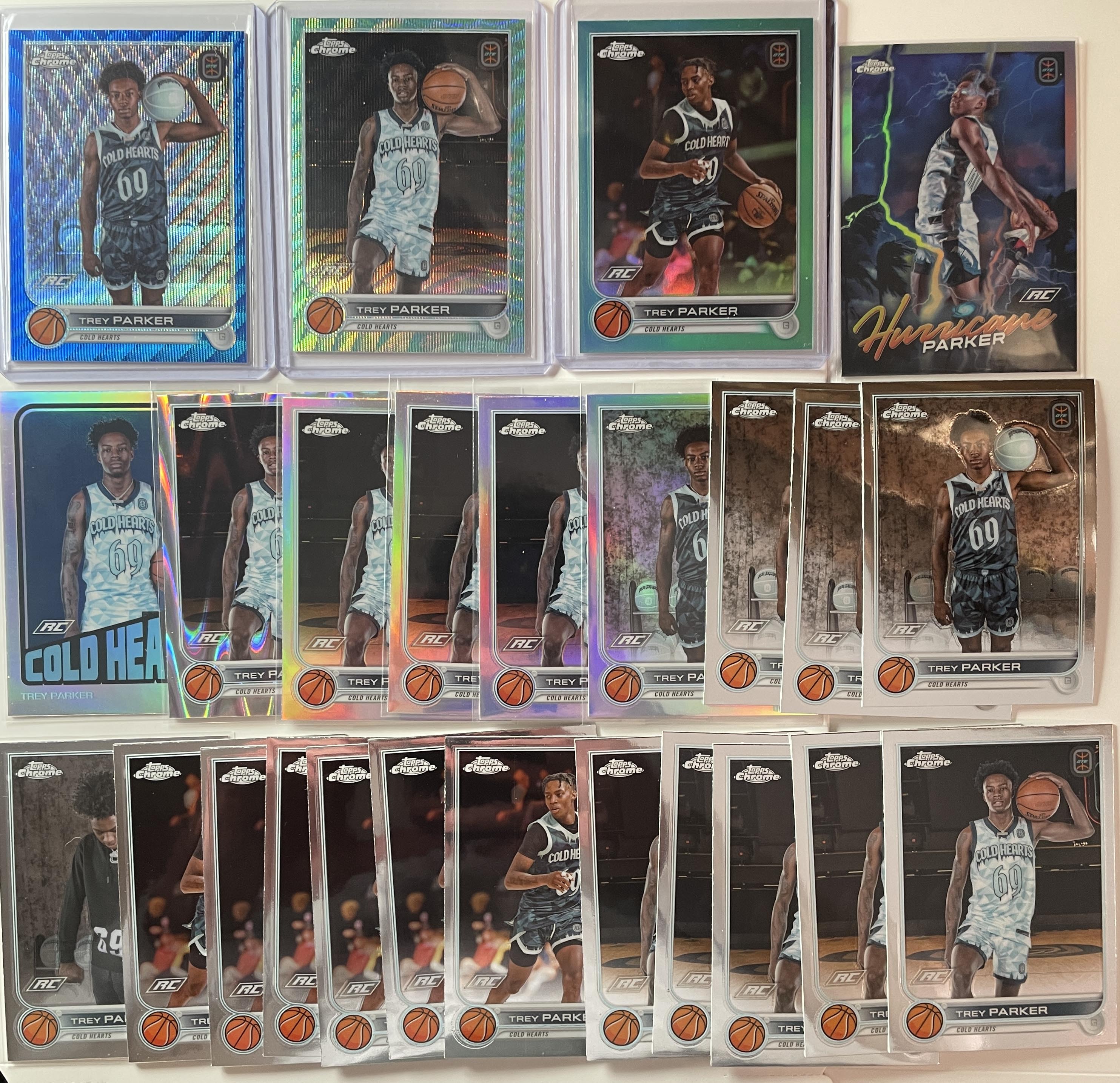 2022-23 Topps OTE Chrome Trey Parker Blue /99 + Aqua /199 + Refractor Set (x25)