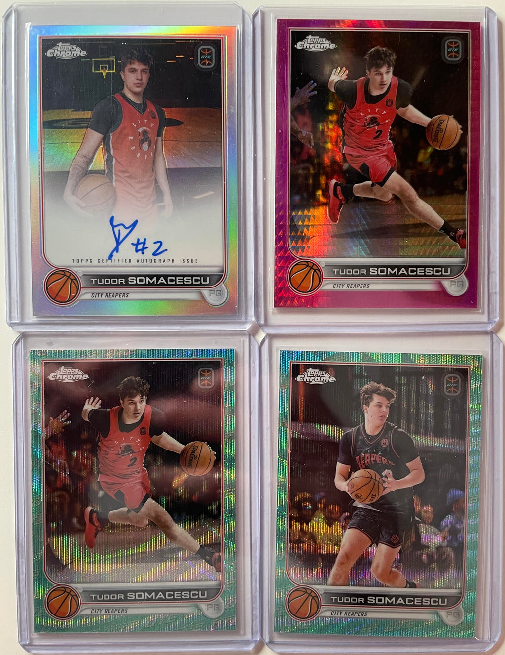 2022-23 Topps OTE Chrome Tudor Somacescu Auto Pink /150 Aqua /199 + Refractors