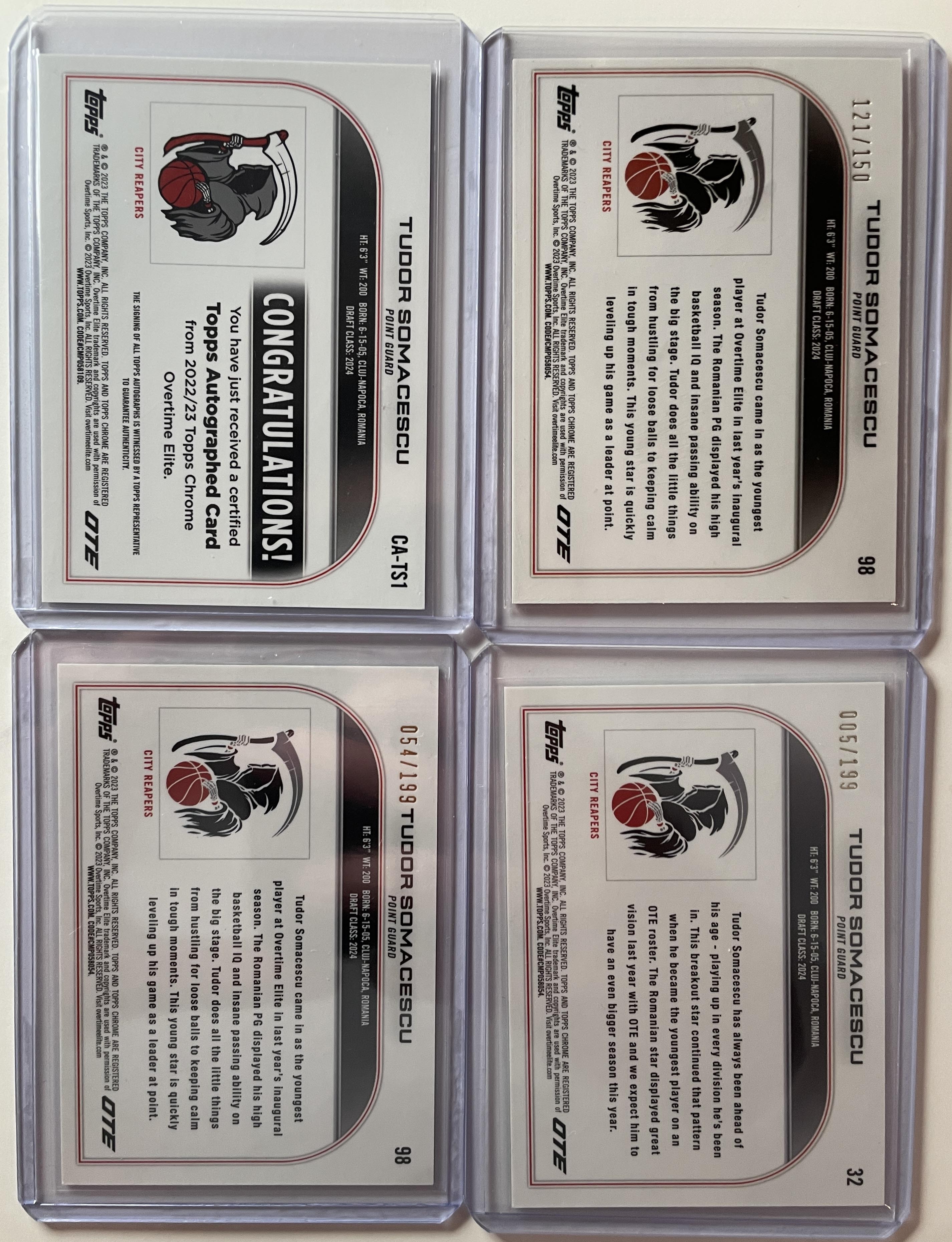 2022-23 Topps OTE Chrome Tudor Somacescu Auto Pink /150 Aqua /199 + Refractors