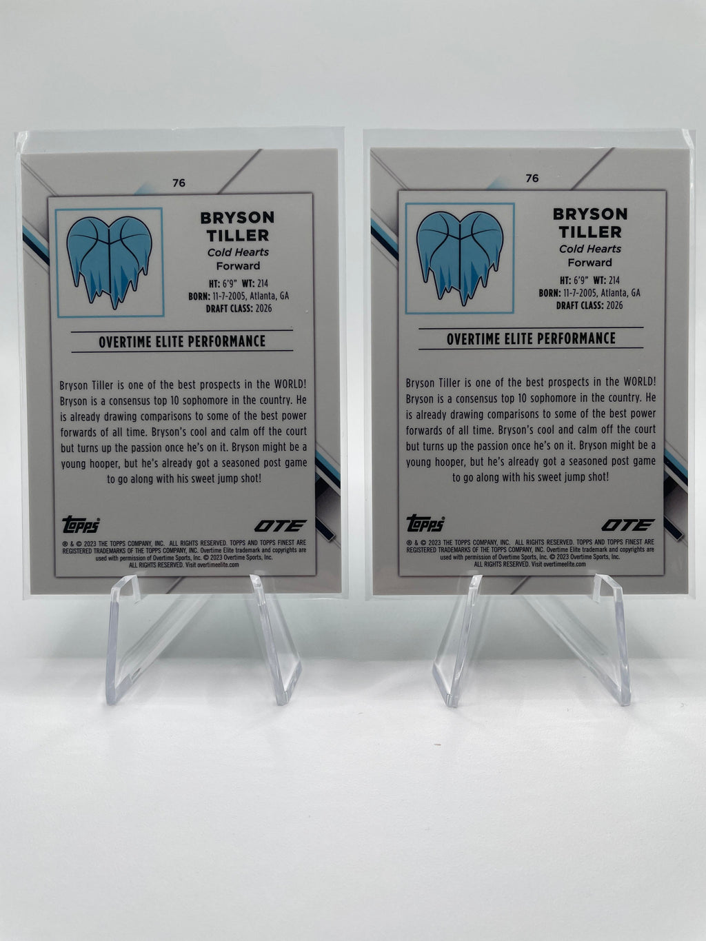 2022-23 Topps OTE Finest Bryson Tiller Aqua Refractor Rookie /75 Set (x2)