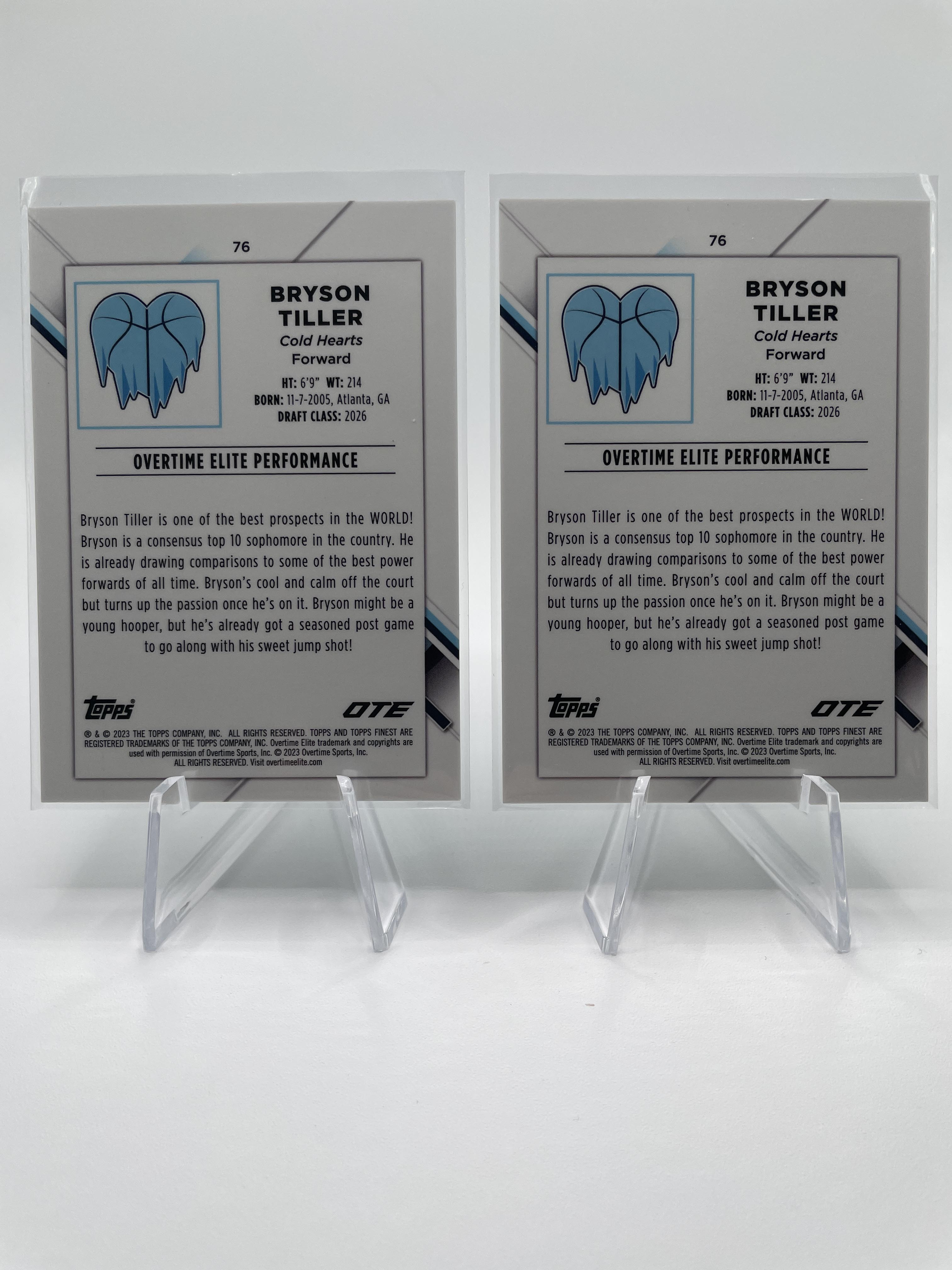2022-23 Topps OTE Finest Bryson Tiller Aqua Refractor Rookie /75 Set (x2)