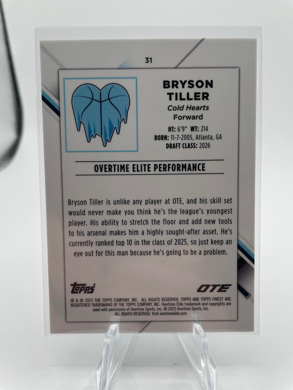 2022-23 Topps OTE Finest Bryson Tiller Aqua Refractor Rookie /75 #31