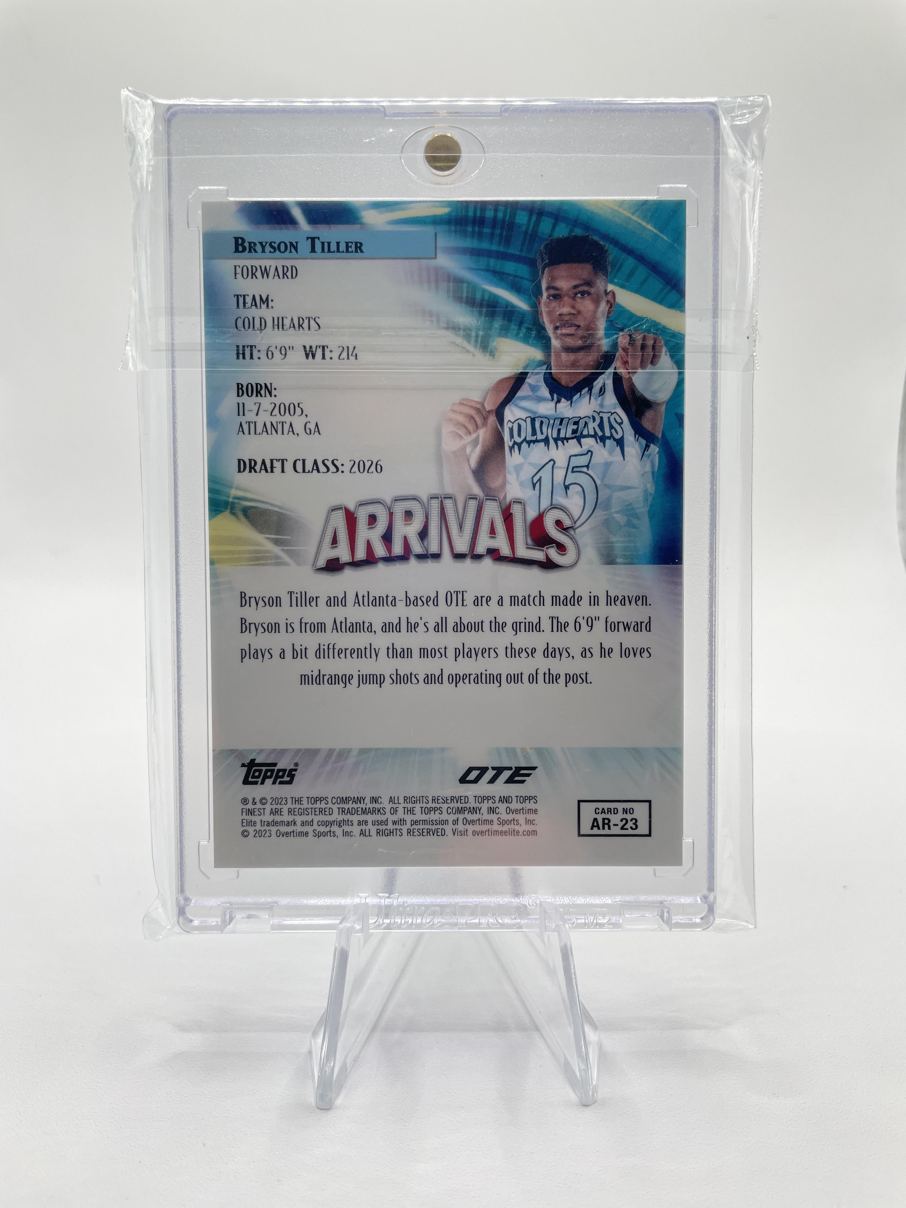 2022-23 Topps OTE Finest Bryson Tiller Arrivals Aqua Refractor Rookie /99