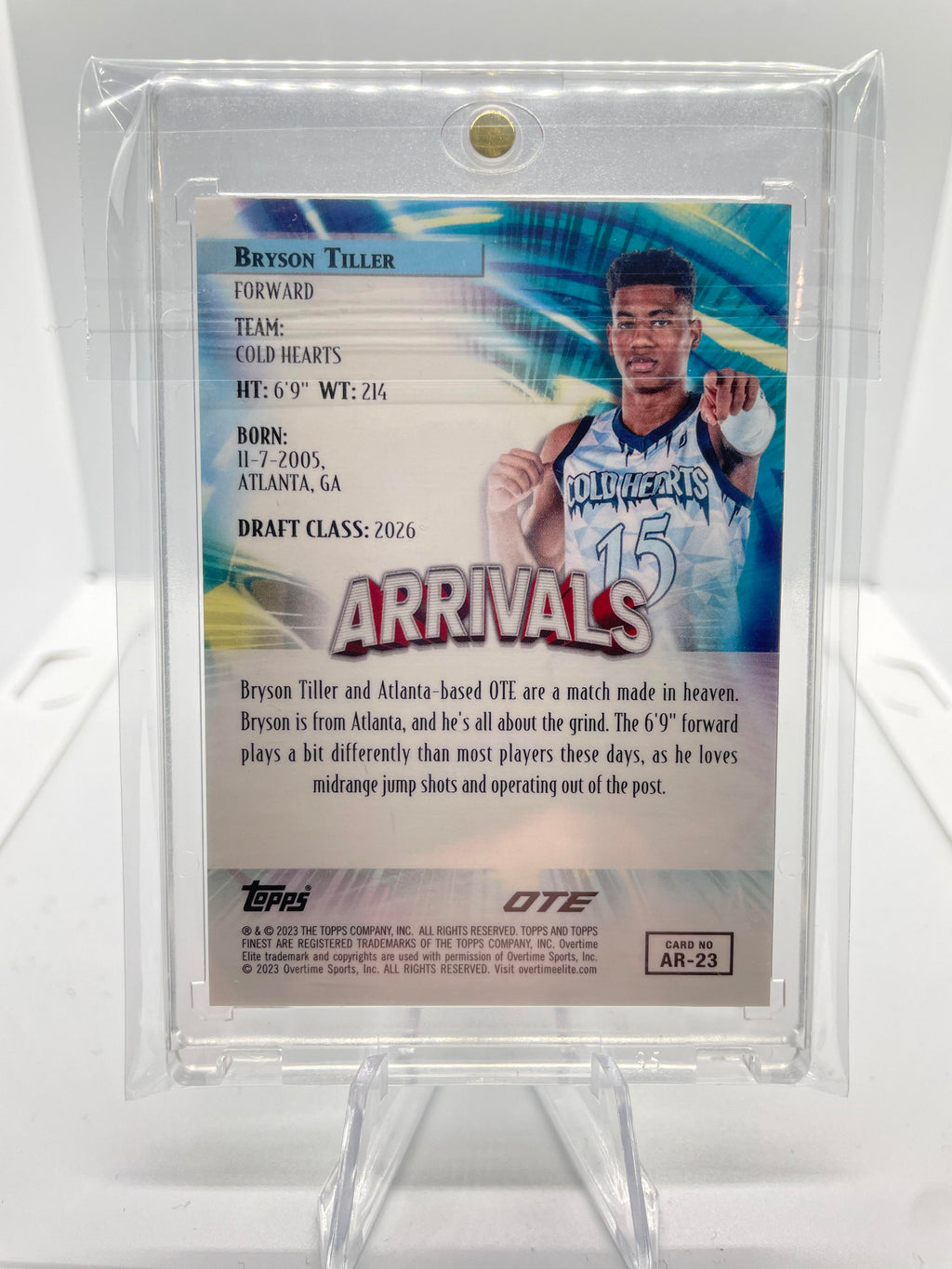 2022-23 Topps OTE Finest Bryson Tiller Arrivals Aqua Refractor Rookie /99