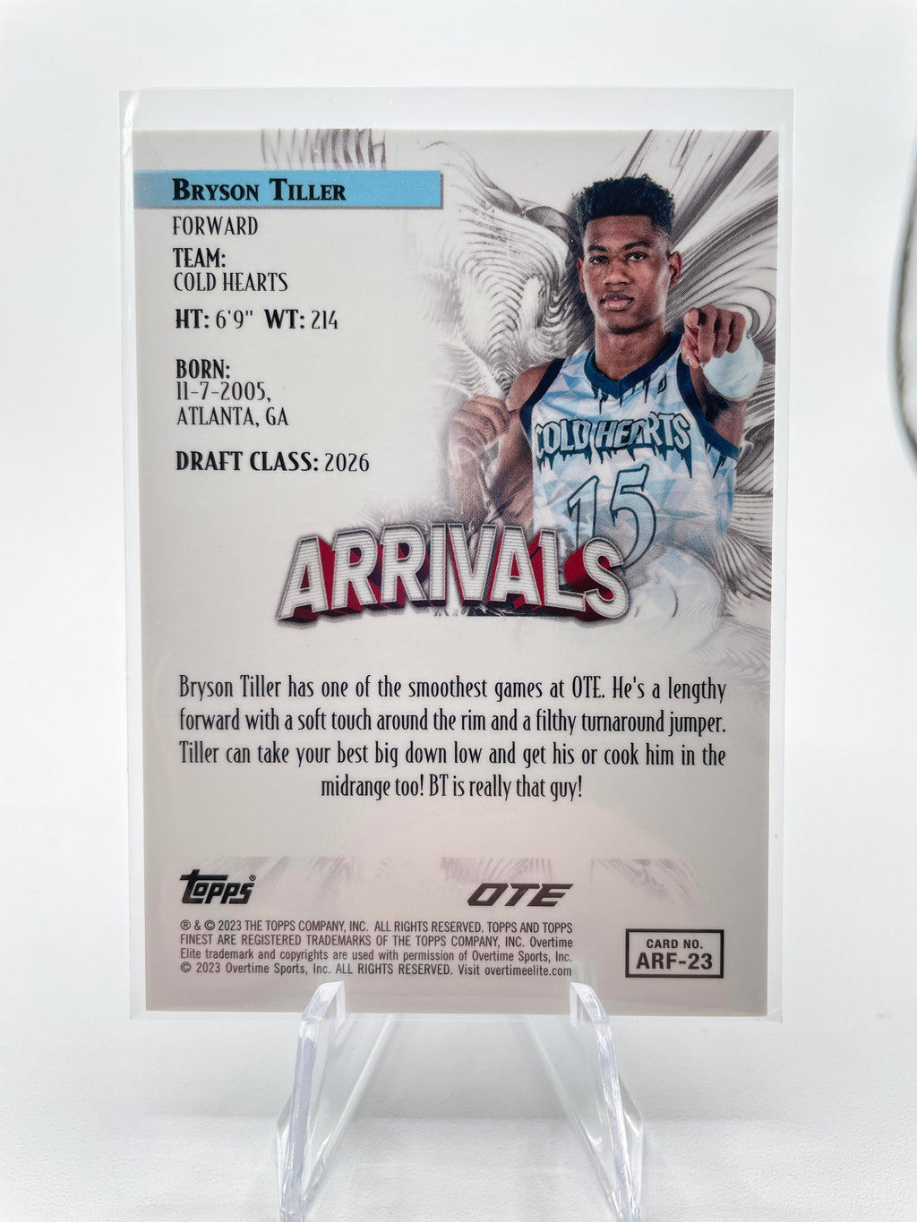 2022-23 Topps OTE Finest Bryson Tiller Arrivals Red & Blue Refractor Rookie /50