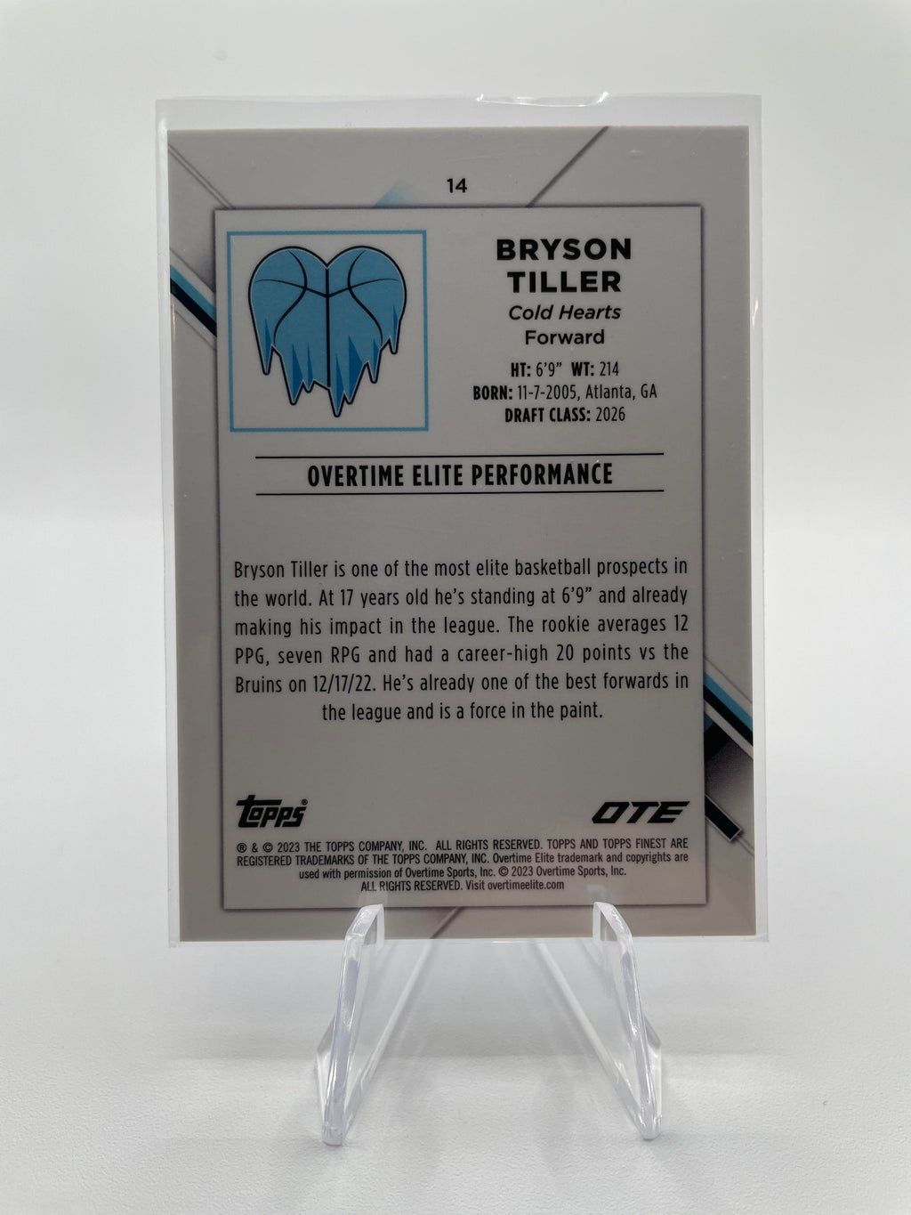 2022-23 Topps OTE Finest Bryson Tiller Blue Refractor Rookie /150 #14