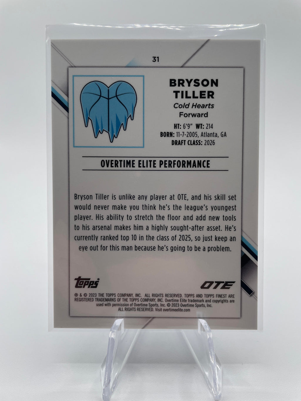 2022-23 Topps OTE Finest Bryson Tiller Blue Refractor Rookie /150 #31