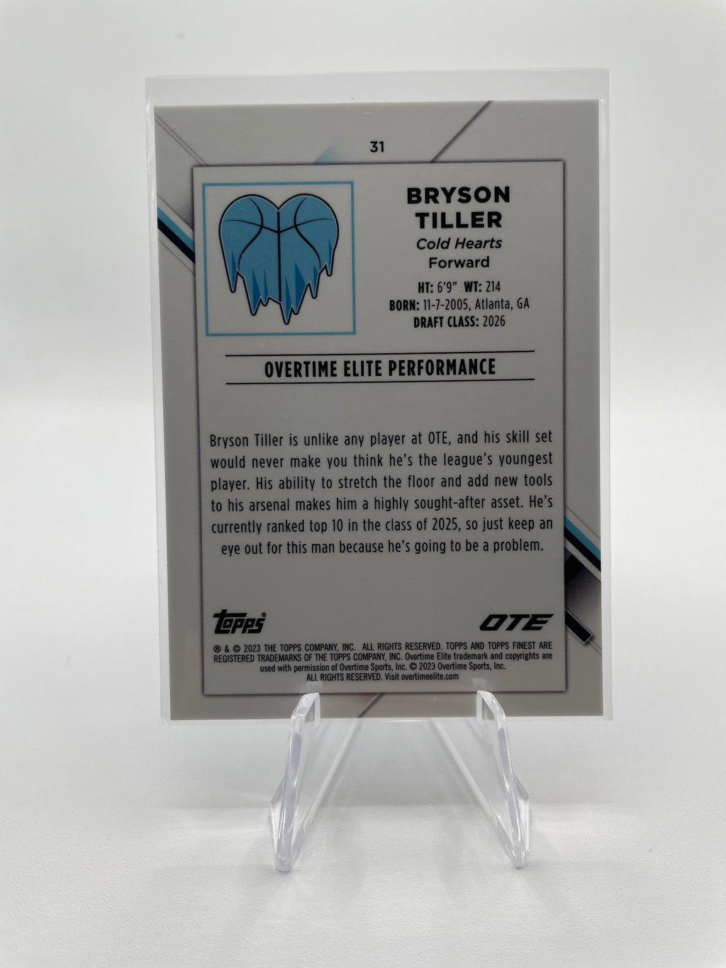 2022-23 Topps OTE Finest Bryson Tiller Blue Refractor Rookie /150 #31