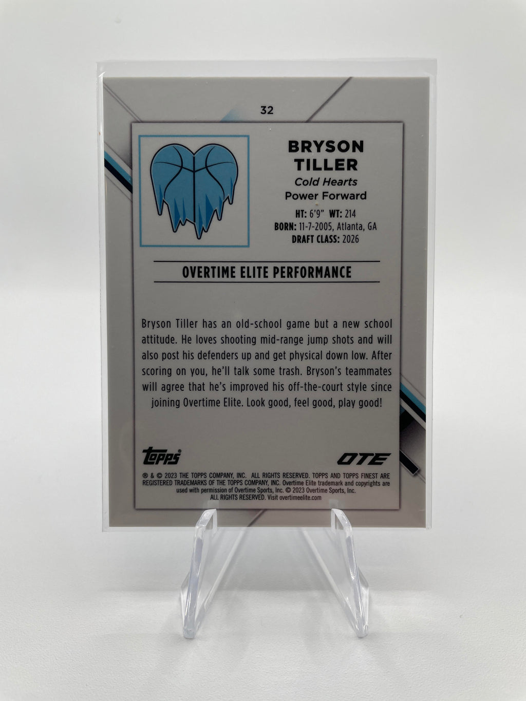 2022-23 Topps OTE Finest Bryson Tiller Blue Refractor Rookie /150 #32