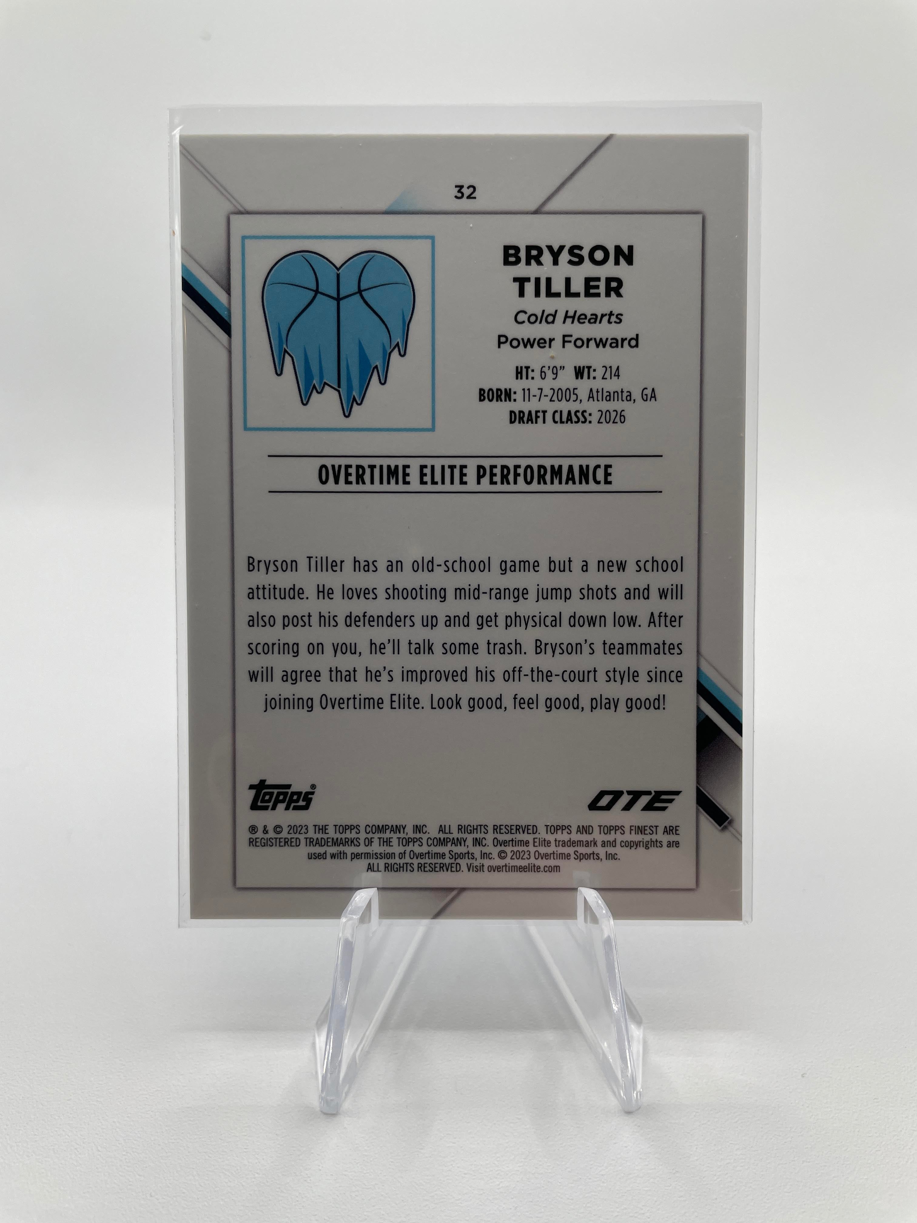 2022-23 Topps OTE Finest Bryson Tiller Blue Refractor Rookie /150 #32