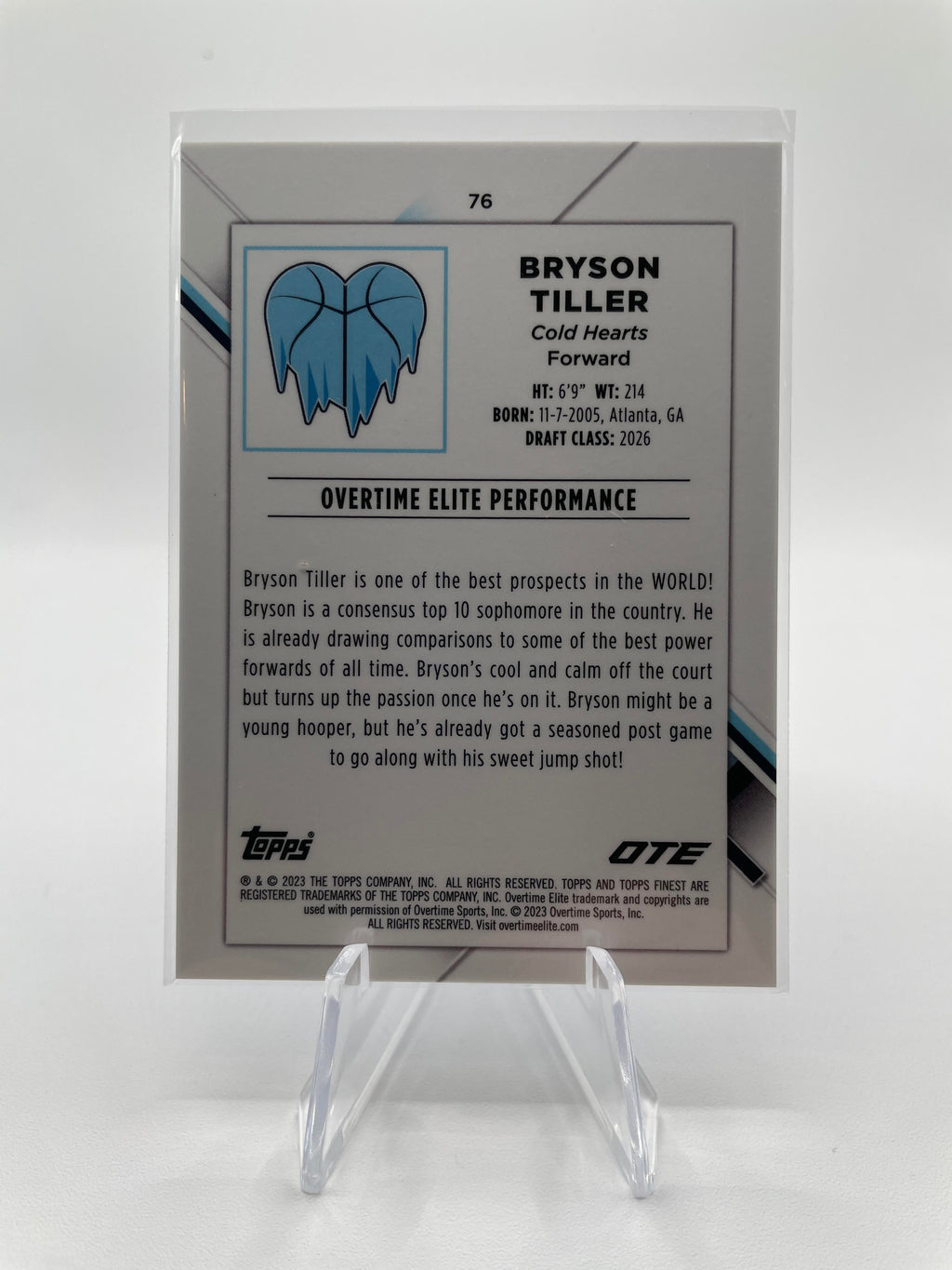 2022-23 Topps OTE Finest Bryson Tiller Blue Refractor Rookie /150 #76