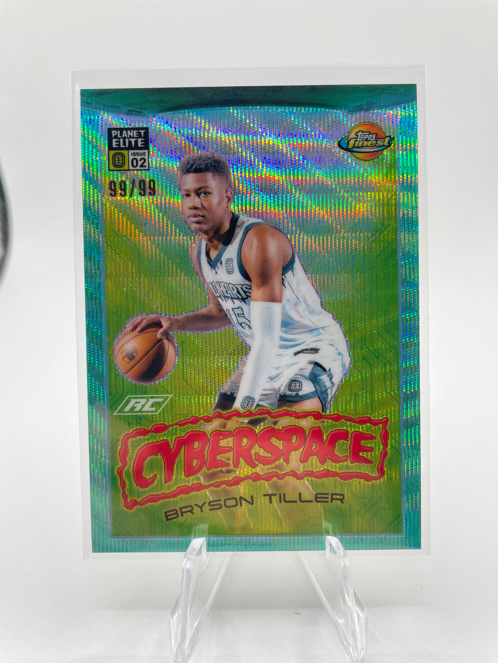 2022-23 Topps OTE Finest Bryson Tiller Cyberspace Aqua Refractor Rookie /99