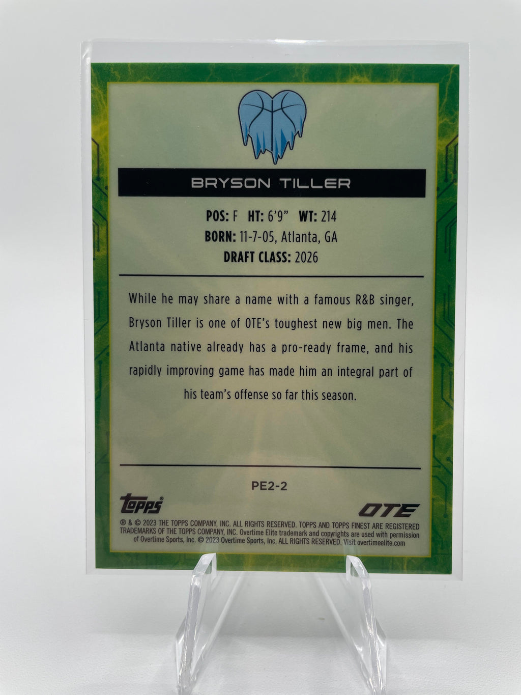 2022-23 Topps OTE Finest Bryson Tiller Cyberspace Aqua Refractor Rookie /99