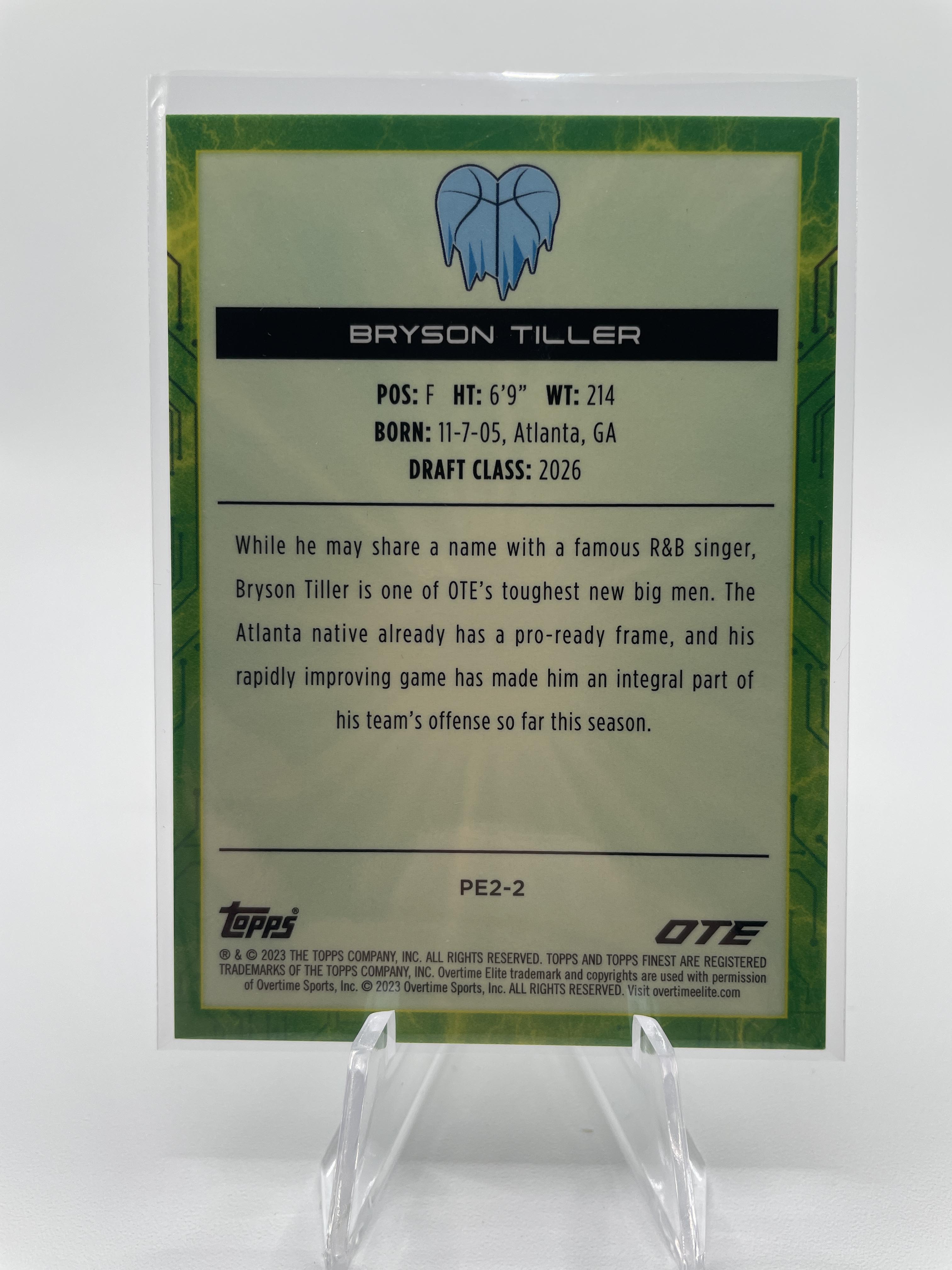2022-23 Topps OTE Finest Bryson Tiller Cyberspace Aqua Refractor Rookie /99