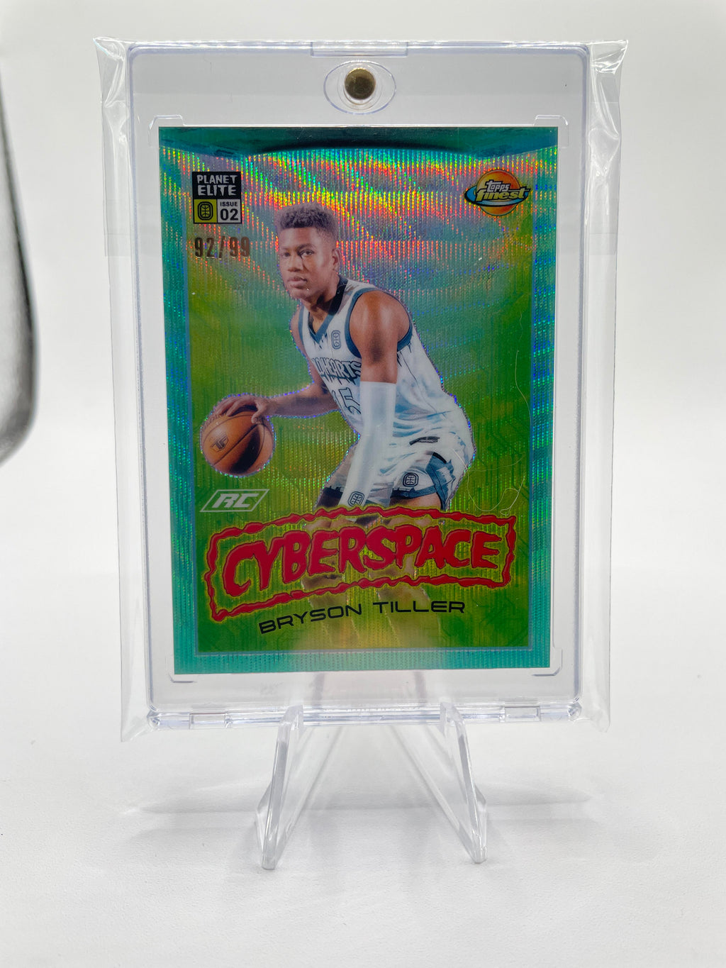 2022-23 Topps OTE Finest Bryson Tiller Cyberspace Aqua Refractor Rookie /99