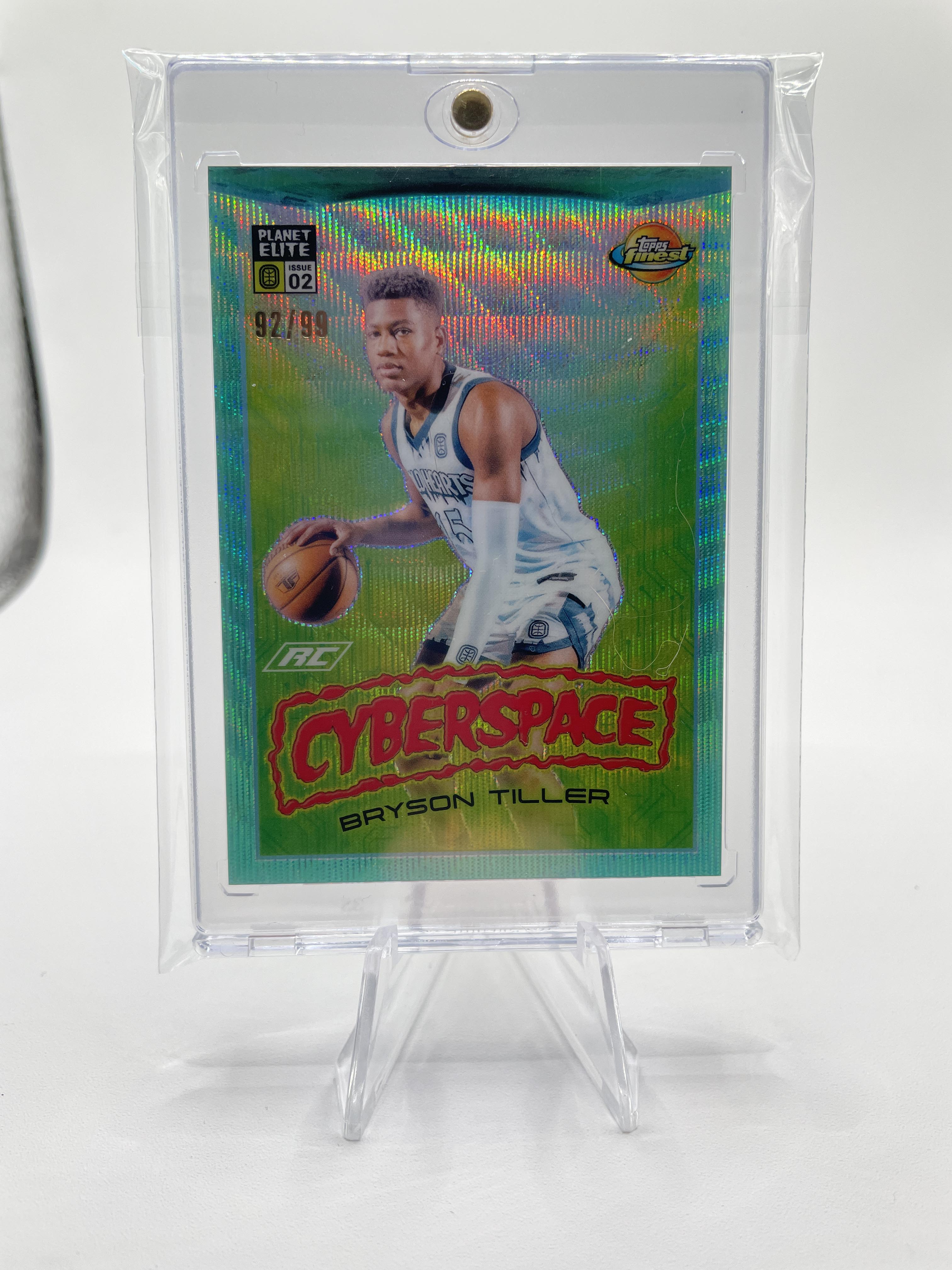 2022-23 Topps OTE Finest Bryson Tiller Cyberspace Aqua Refractor Rookie /99