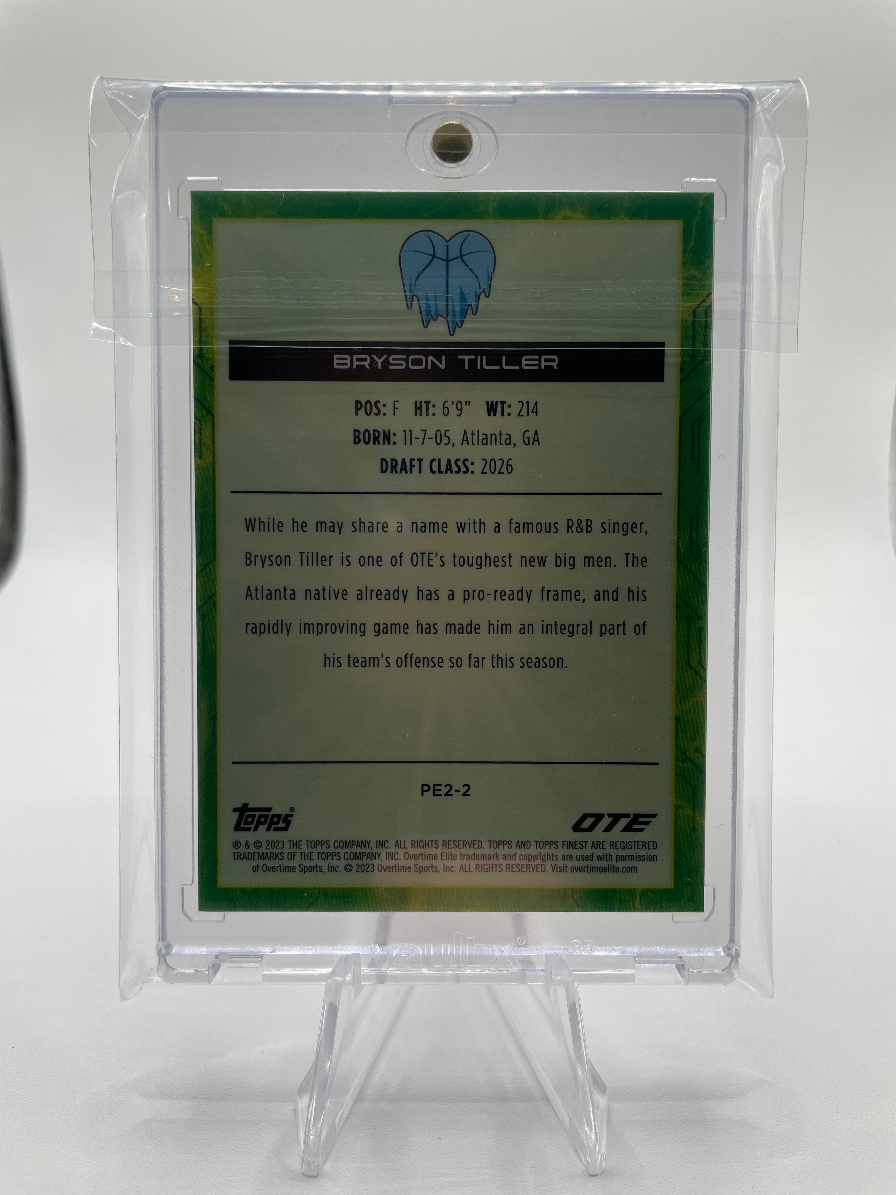 2022-23 Topps OTE Finest Bryson Tiller Cyberspace Aqua Refractor Rookie /99