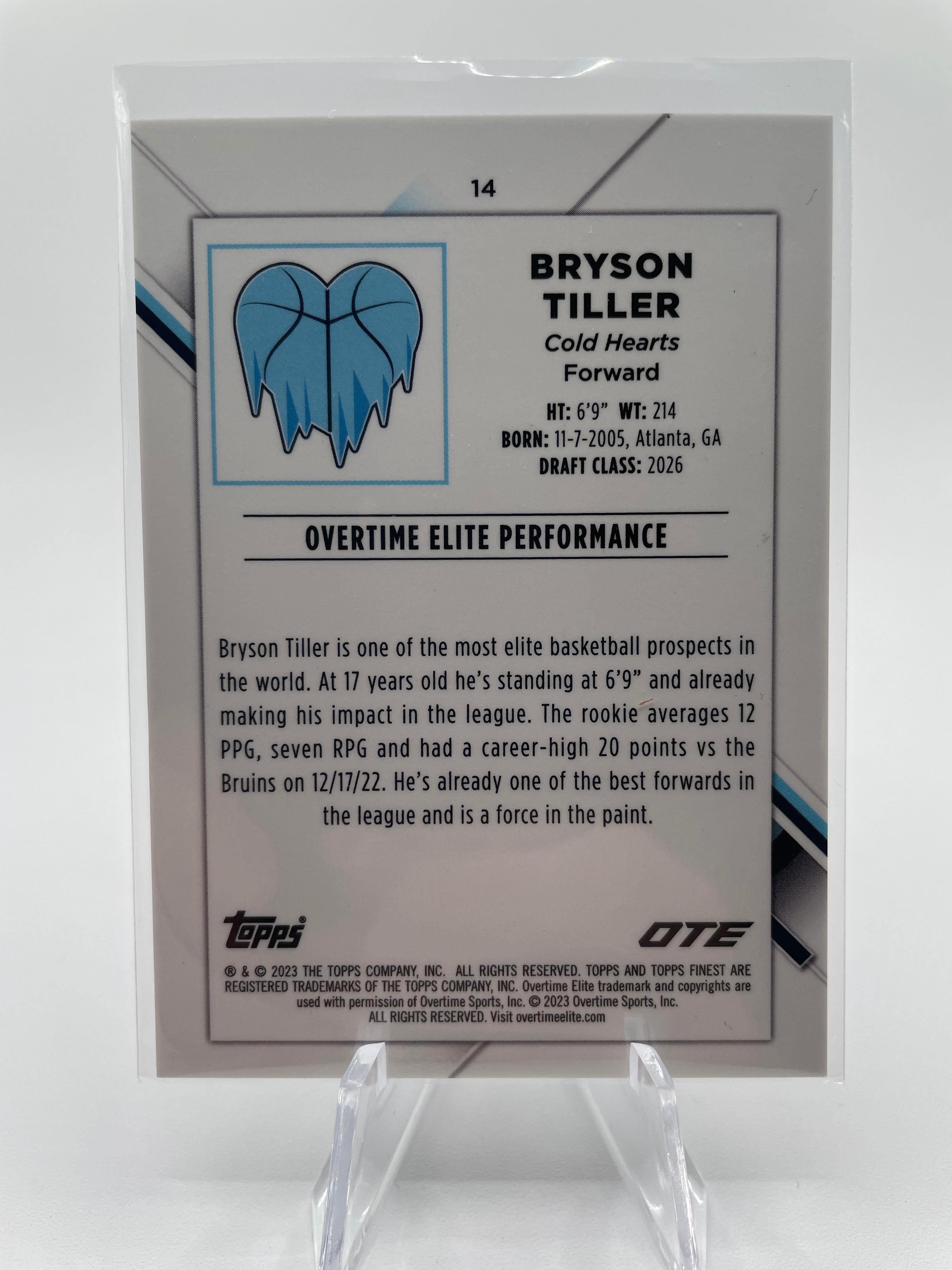 2022-23 Topps OTE Finest Bryson Tiller Diamond Sparkle Refractor Rookie /175 #14