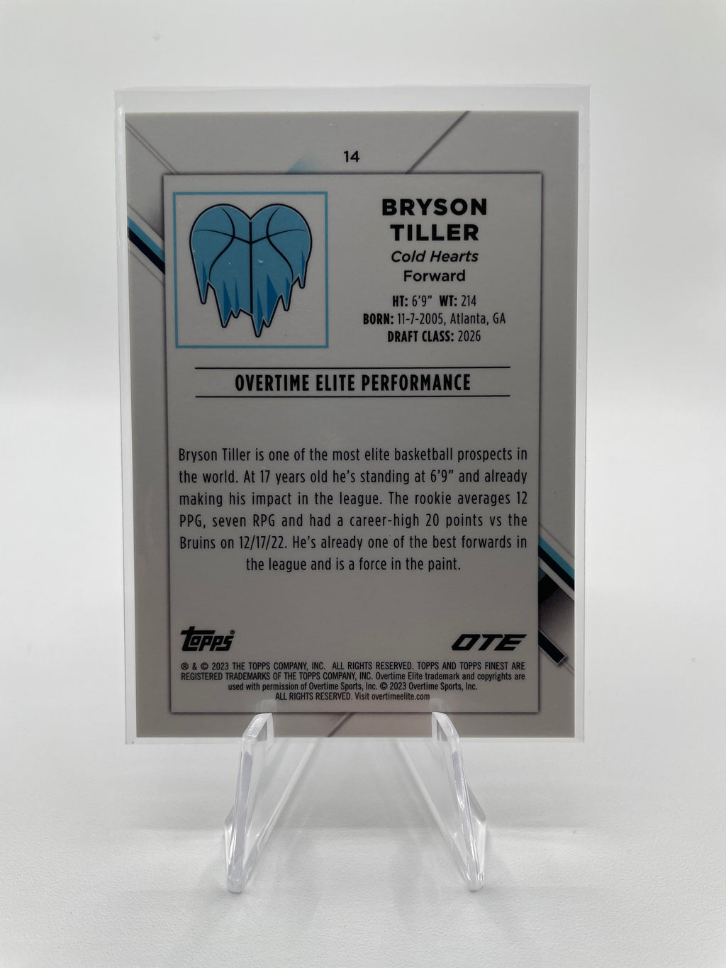 2022-23 Topps OTE Finest Bryson Tiller Diamond Sparkle Refractor Rookie /175 #14