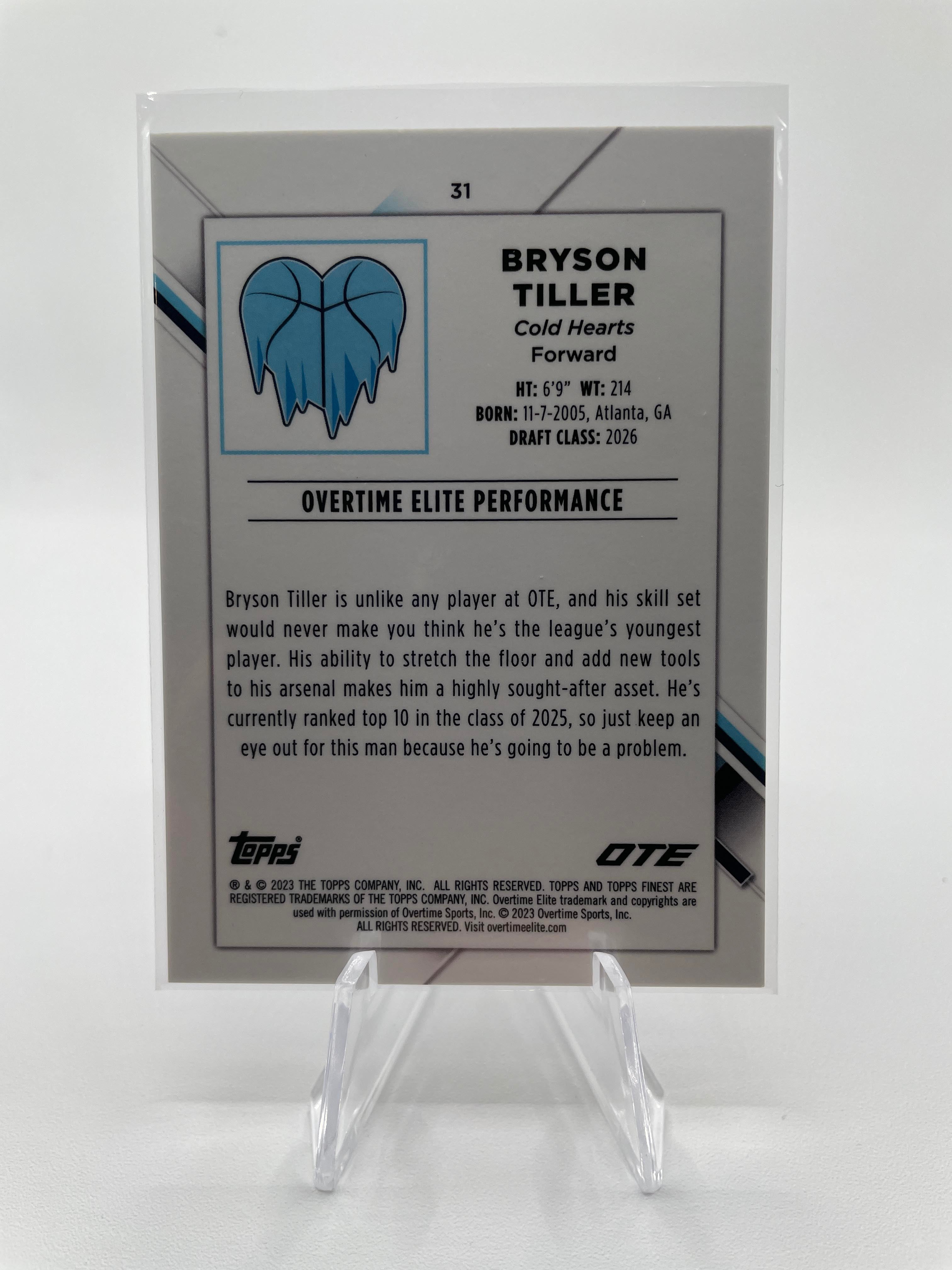 2022-23 Topps OTE Finest Bryson Tiller Diamond Sparkle Refractor Rookie /175 #31