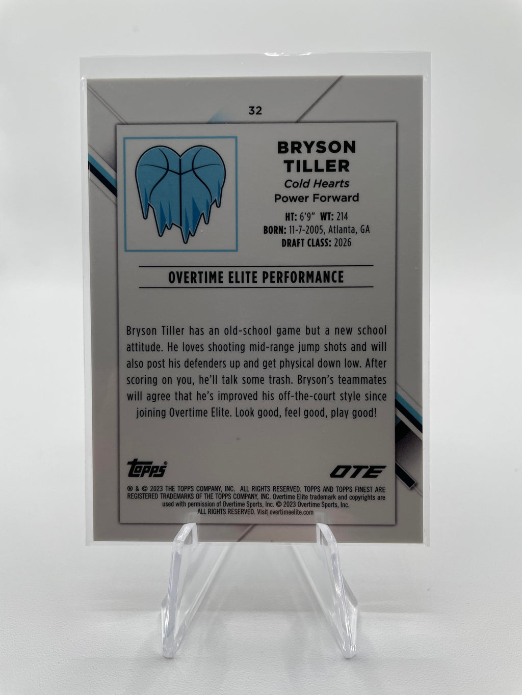 2022-23 Topps OTE Finest Bryson Tiller Diamond Sparkle Refractor Rookie /175 #32