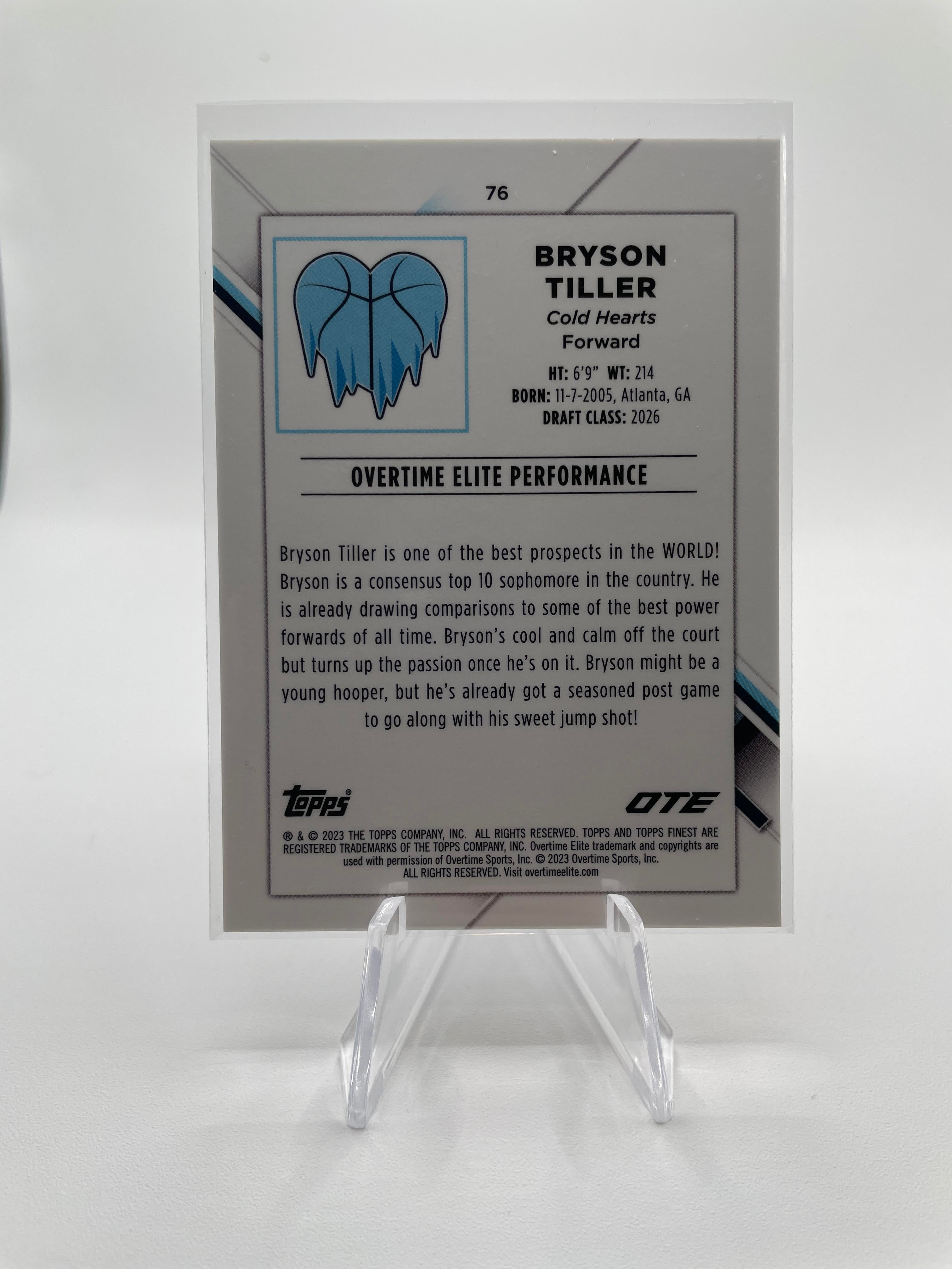 2022-23 Topps OTE Finest Bryson Tiller Diamond Sparkle Refractor Rookie /175 #76