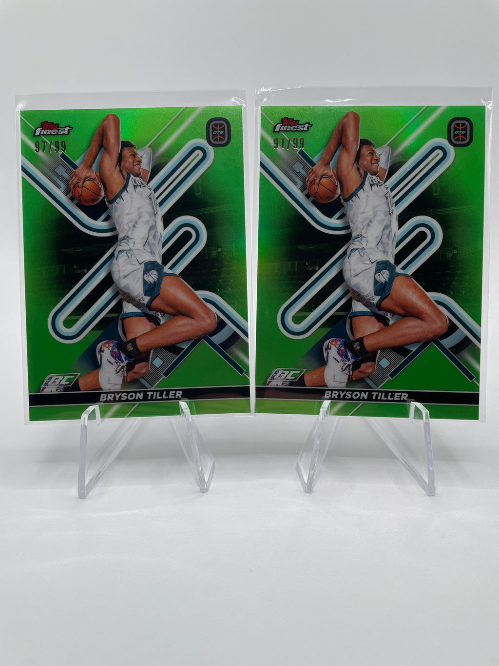 2022-23 Topps OTE Finest Bryson Tiller Lime Green Refractor Rookie /99 Set (x2)