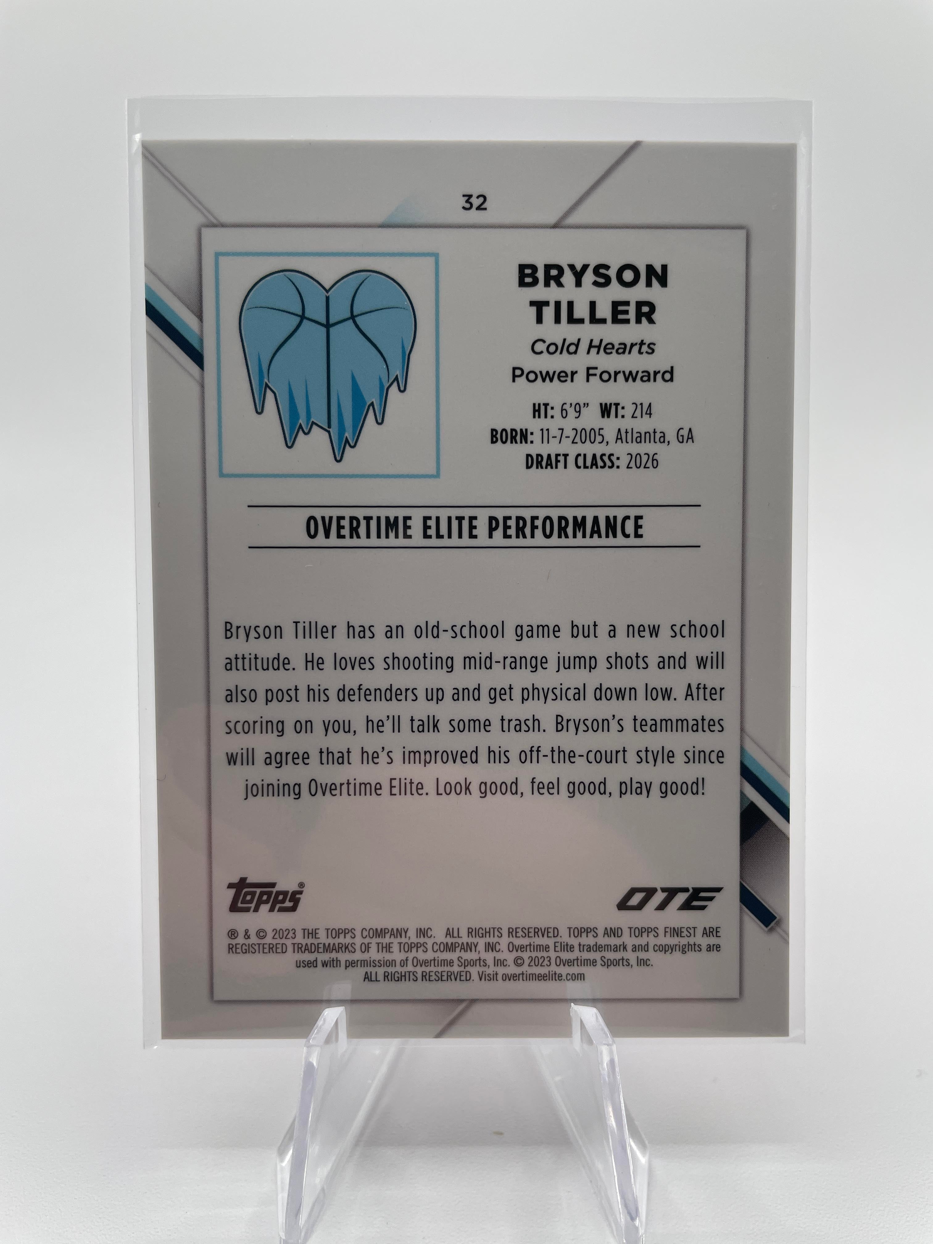 2022-23 Topps OTE Finest Bryson Tiller Pink Refractor Rookie /125 #32