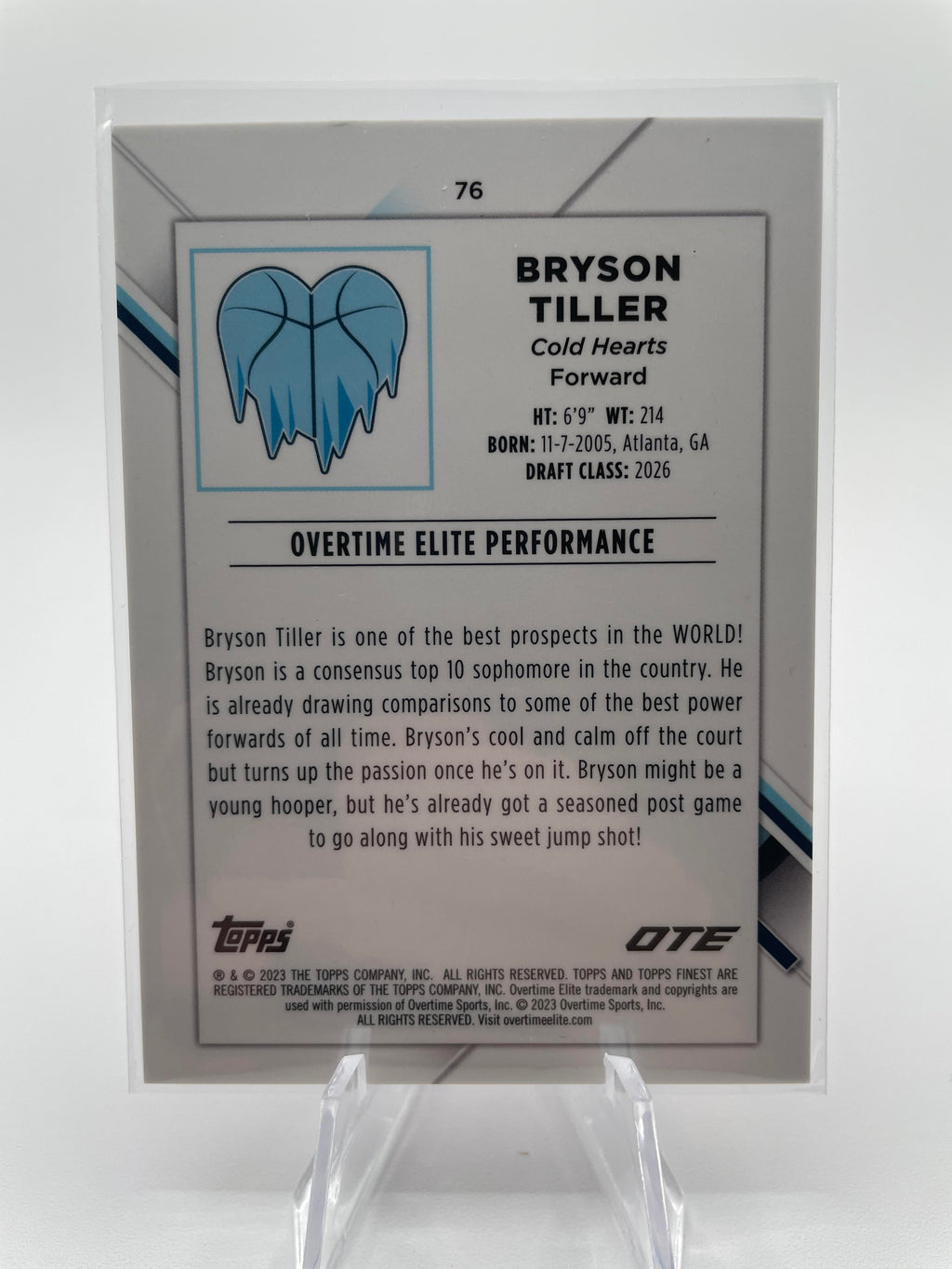 2022-23 Topps OTE Finest Bryson Tiller Pink Refractor Rookie /125 #76