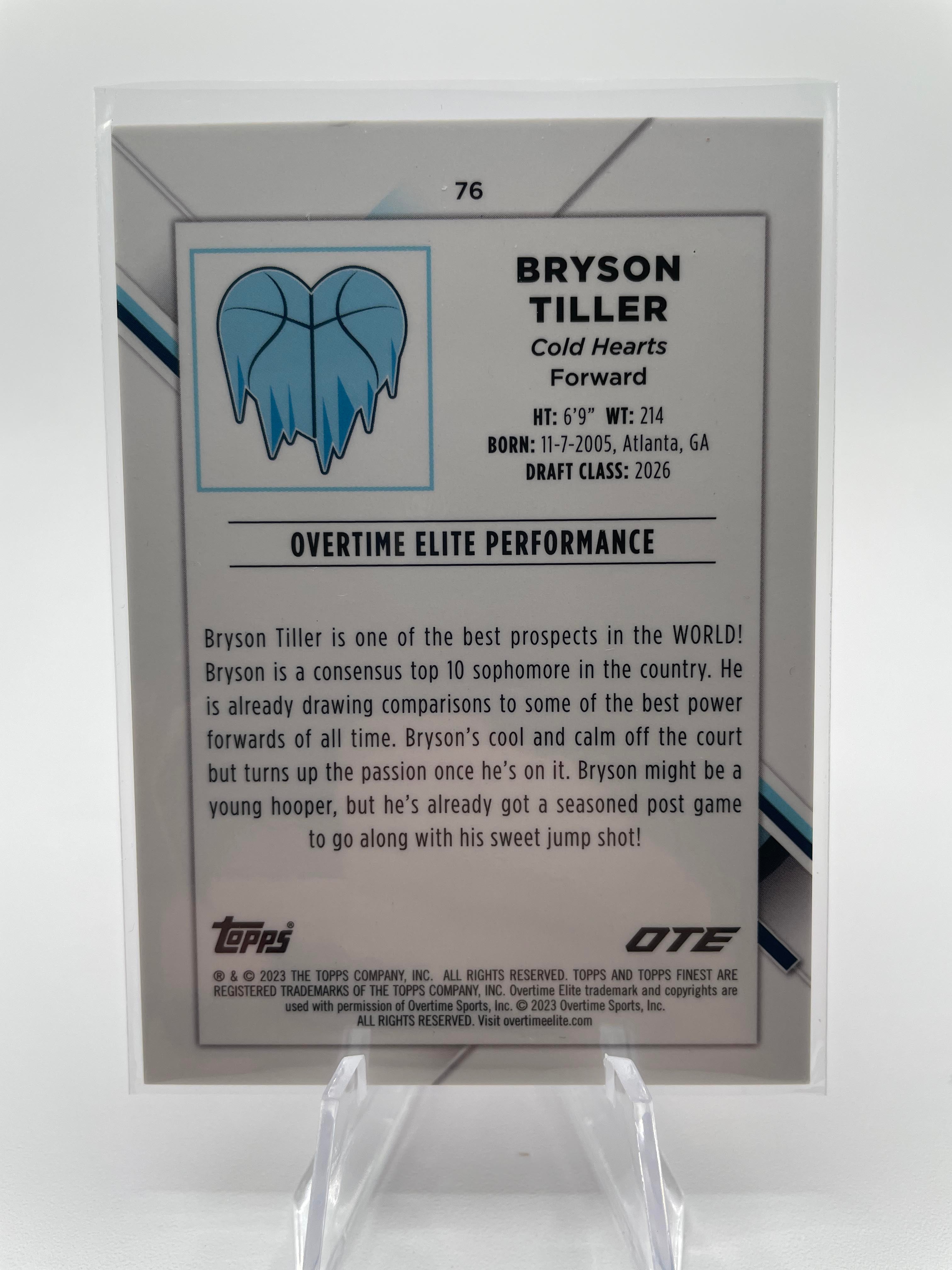2022-23 Topps OTE Finest Bryson Tiller Pink Refractor Rookie /125 #76