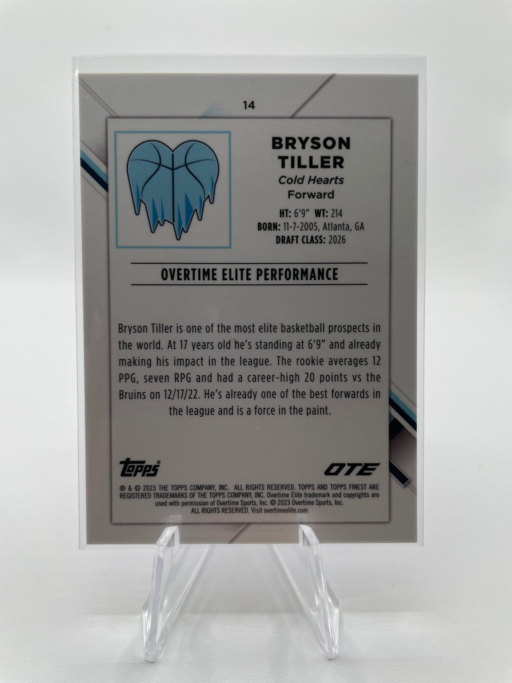 2022-23 Topps OTE Finest Bryson Tiller Purple Refractor Rookie /250 #14