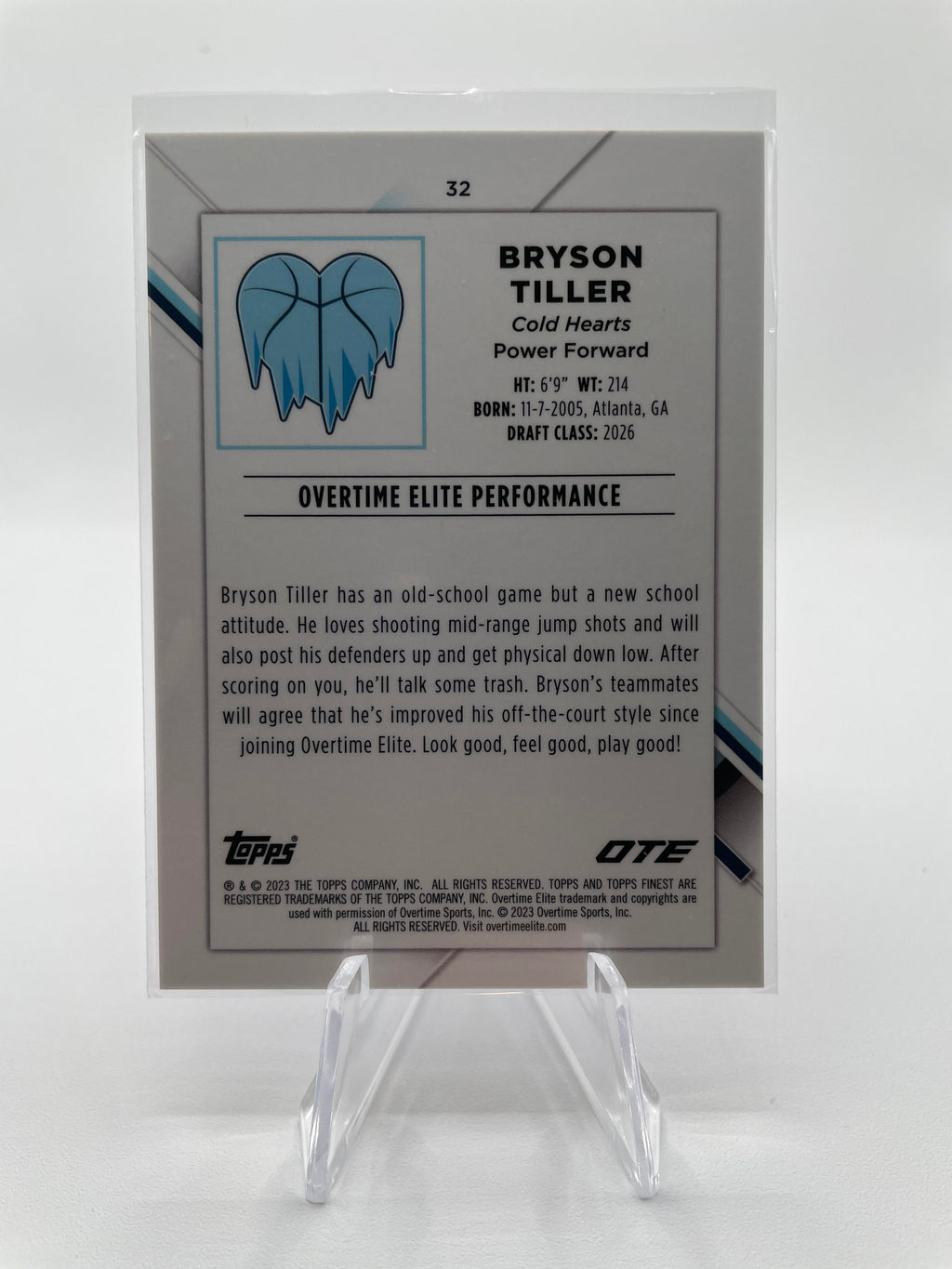 2022-23 Topps OTE Finest Bryson Tiller Purple Refractor Rookie /250 #32